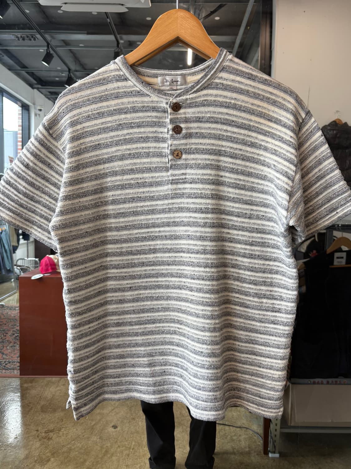 Stripe terry Henley Neck 상품이미지1