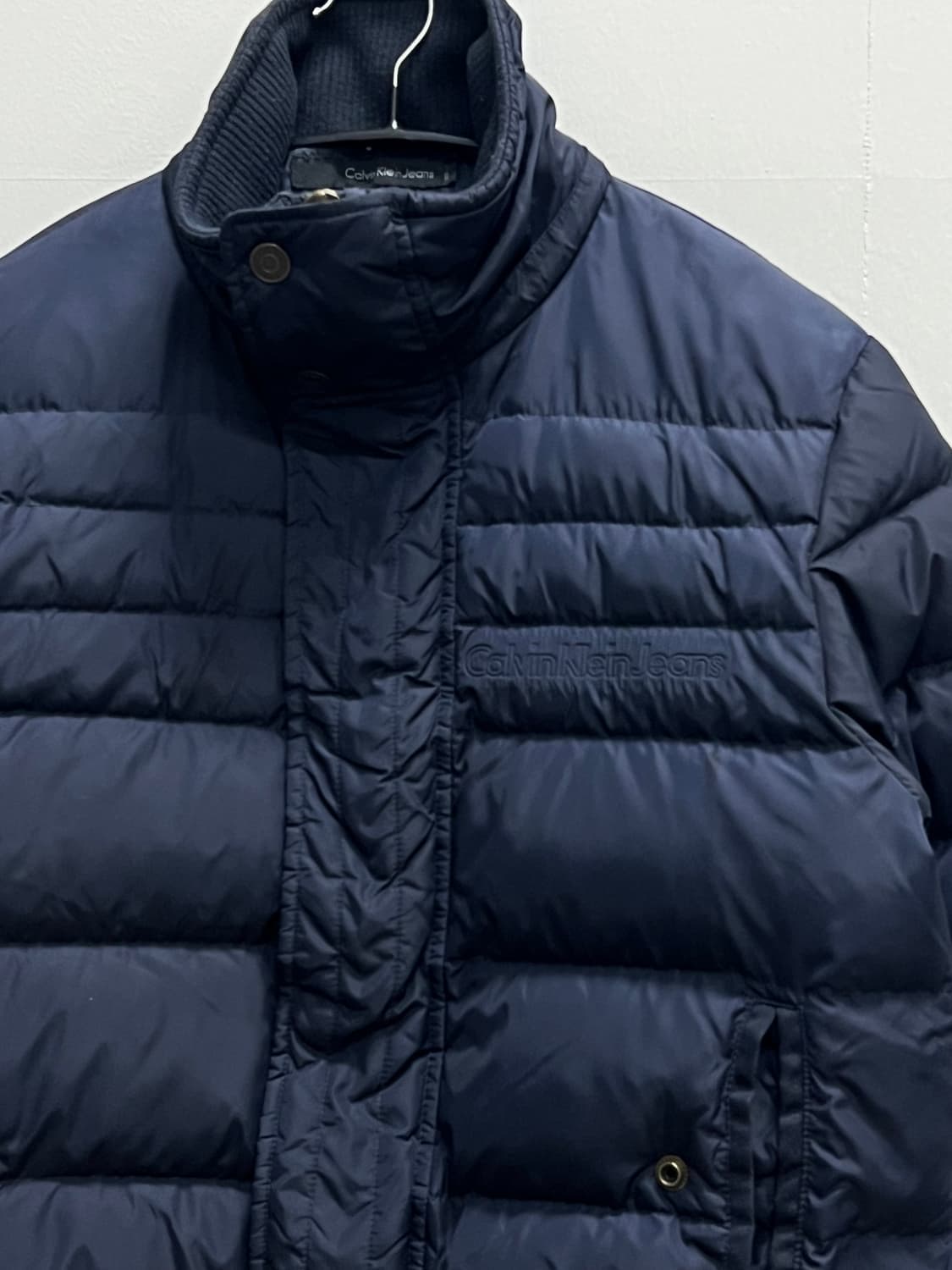 (S) 캘빈클라인 덕다운 나일론 패딩 봄버 자켓 네이비 상품이미지3