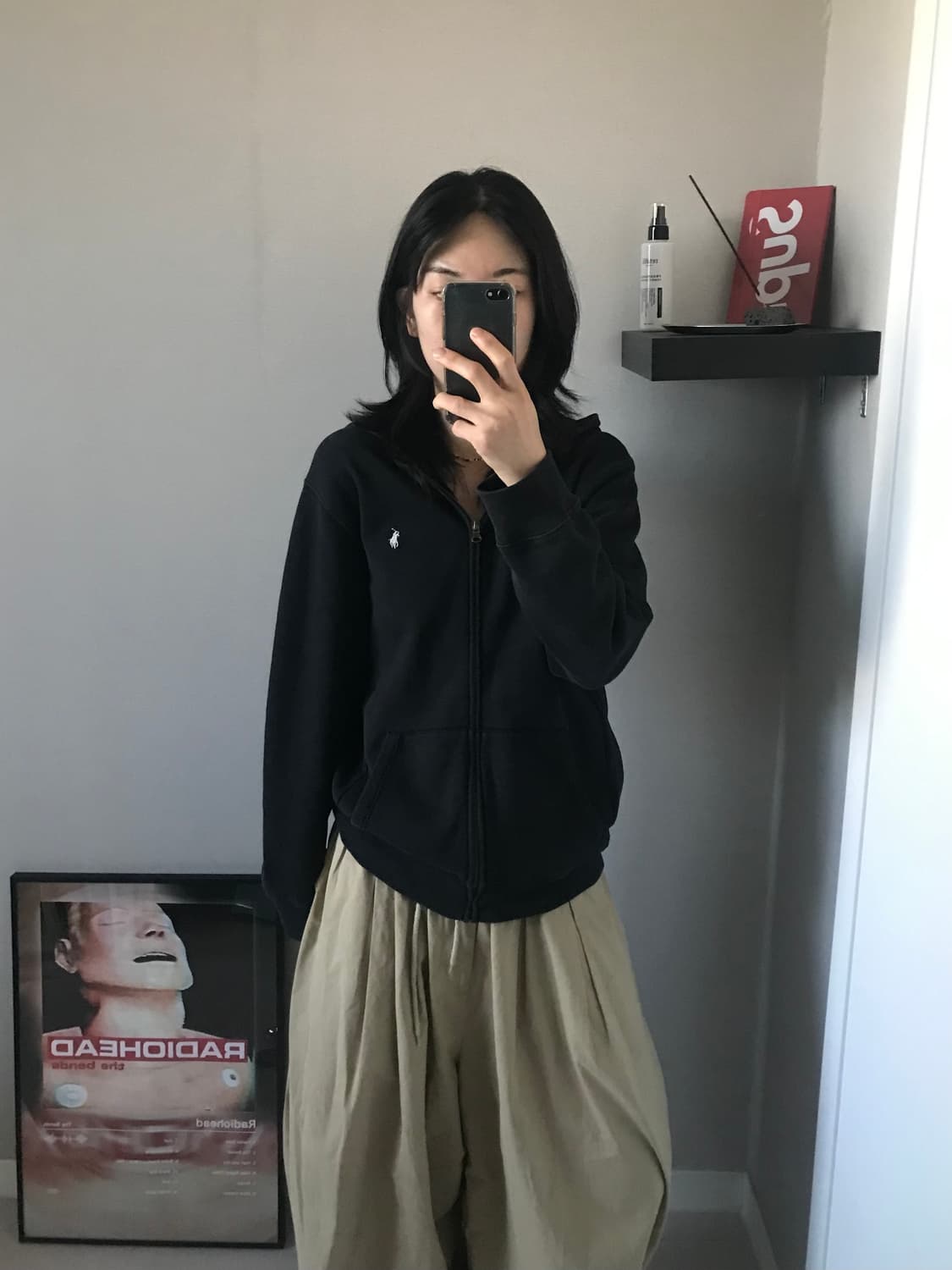 폴로 랄프로렌 포니 로고 블랙 후드집업 상품이미지1