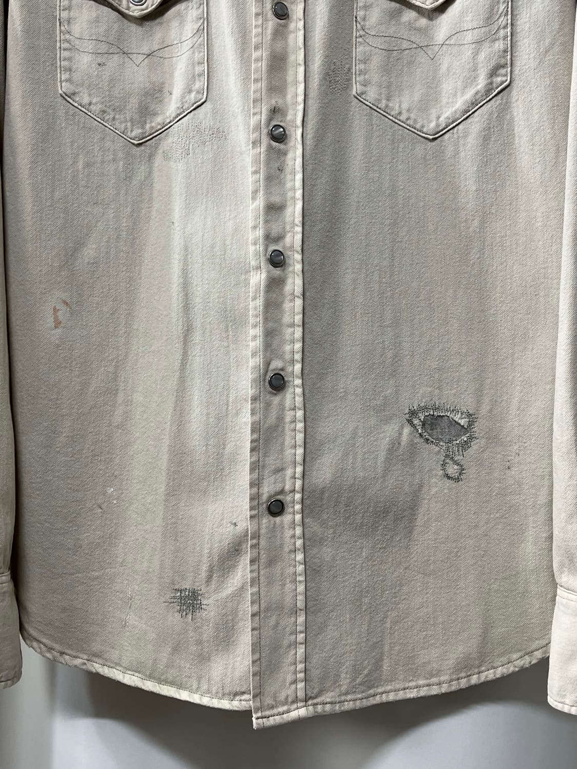 폴로 랄프로렌 디스트레스드 리페어 오트밀 콘초 웨스턴 셔츠 상품이미지7