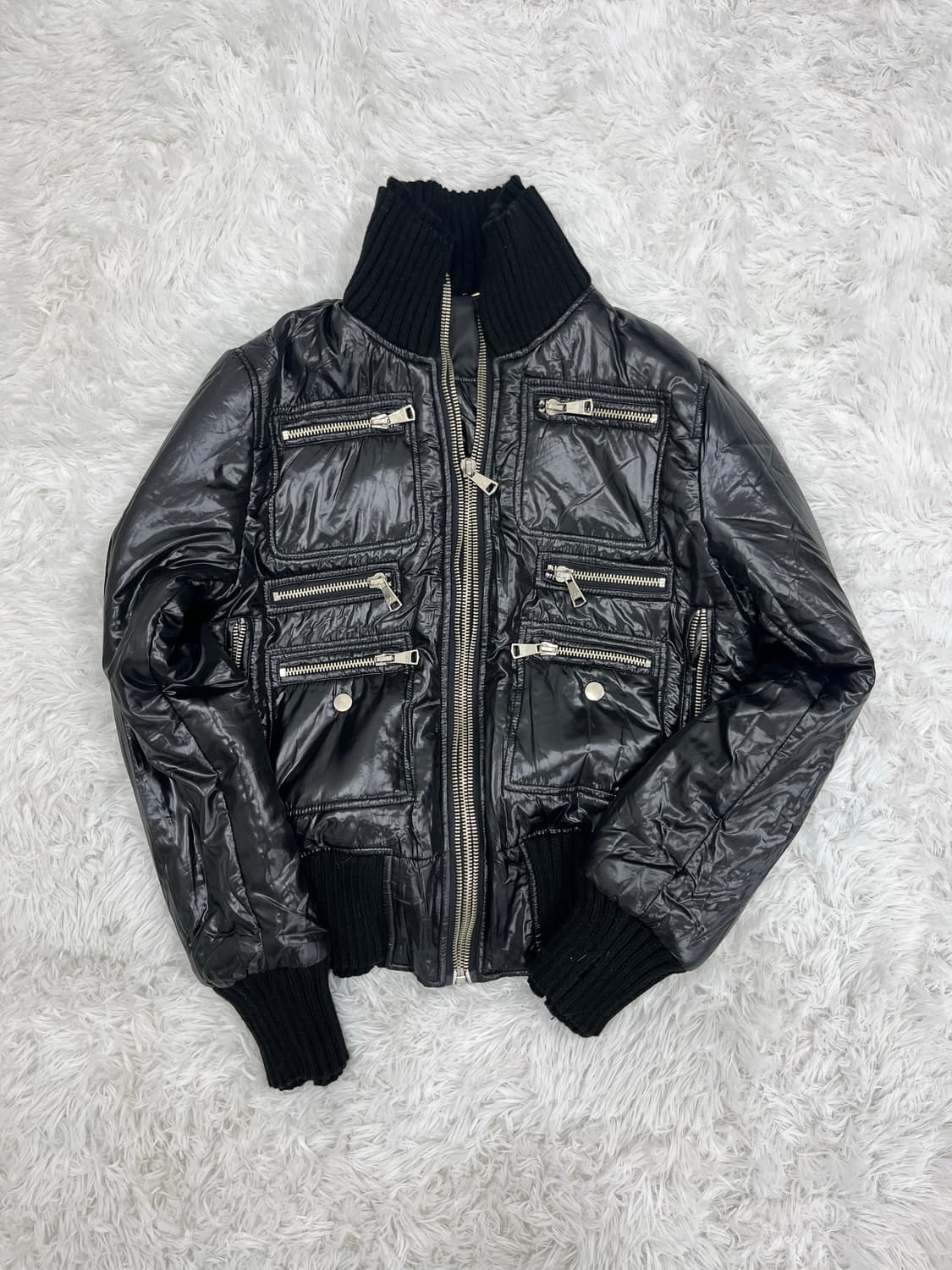 Dolce&gabbana 니트 하이넥 글로시 더블 지퍼 패딩 상품이미지7