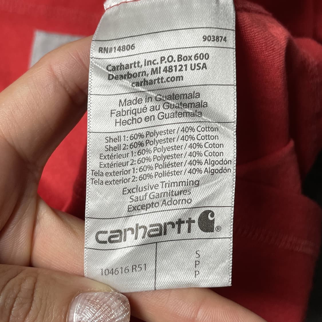 CARHARTT 칼하트 레드 포켓 워크 반팔티셔츠 A01157 상품이미지10