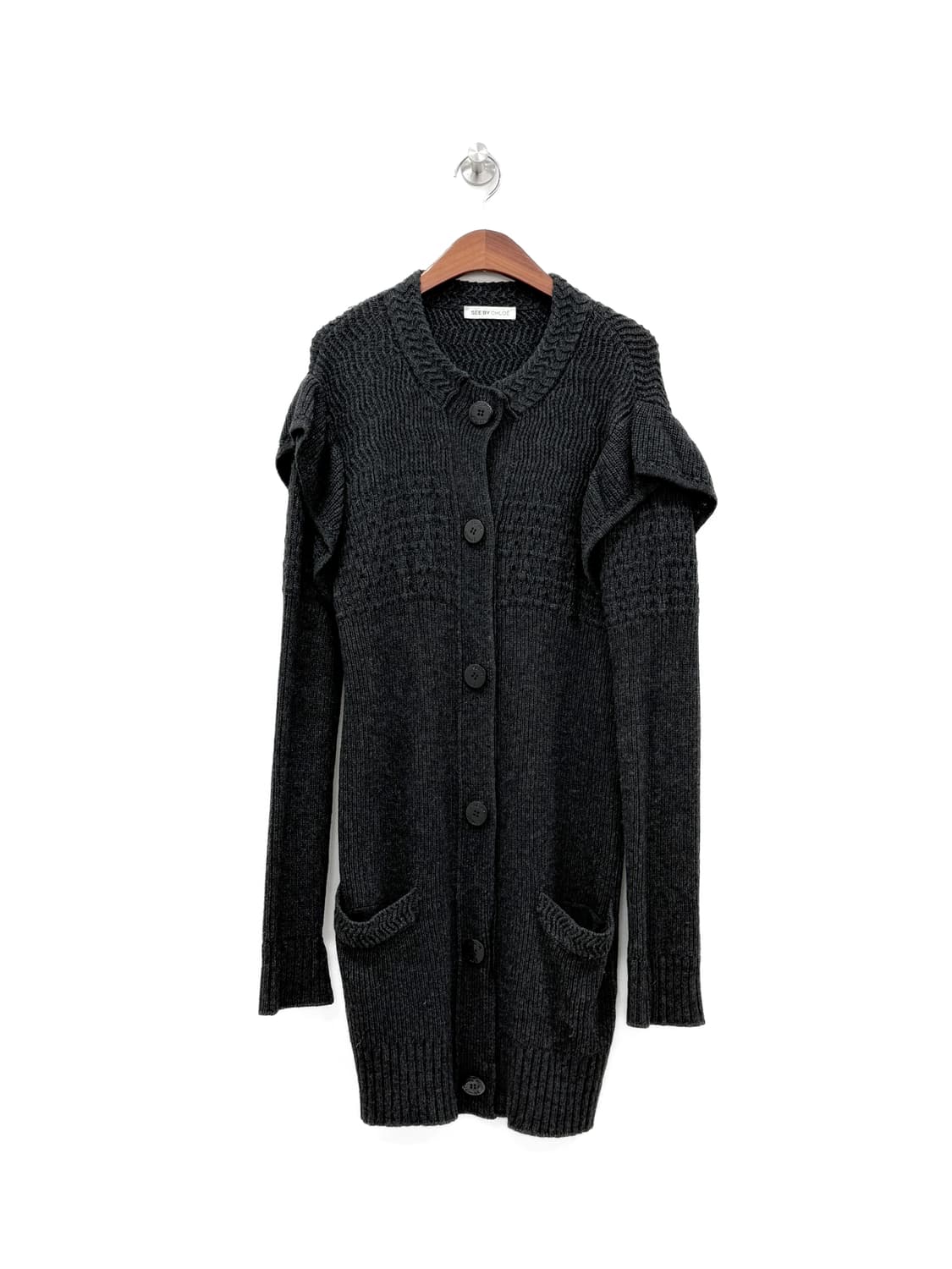 씨바이 끌로에 울 블렌드 텍스처드 롱 가디건 상품이미지3