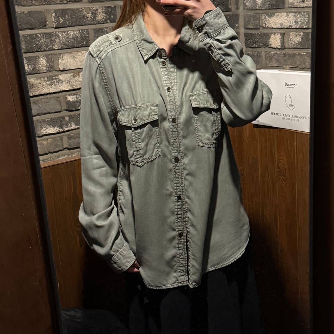 L) 아메리칸이글 투포켓 카키 리오셀 실크 셔츠  상품이미지8