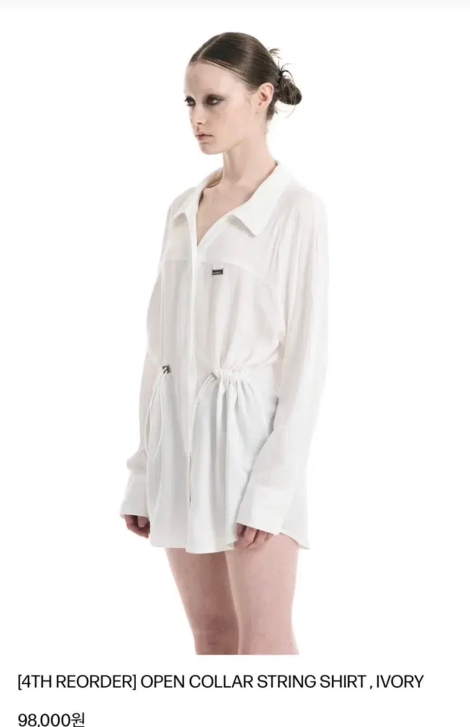 보헤미안서울 오픈 카라 스트링 셔츠 아이보리 상품이미지1