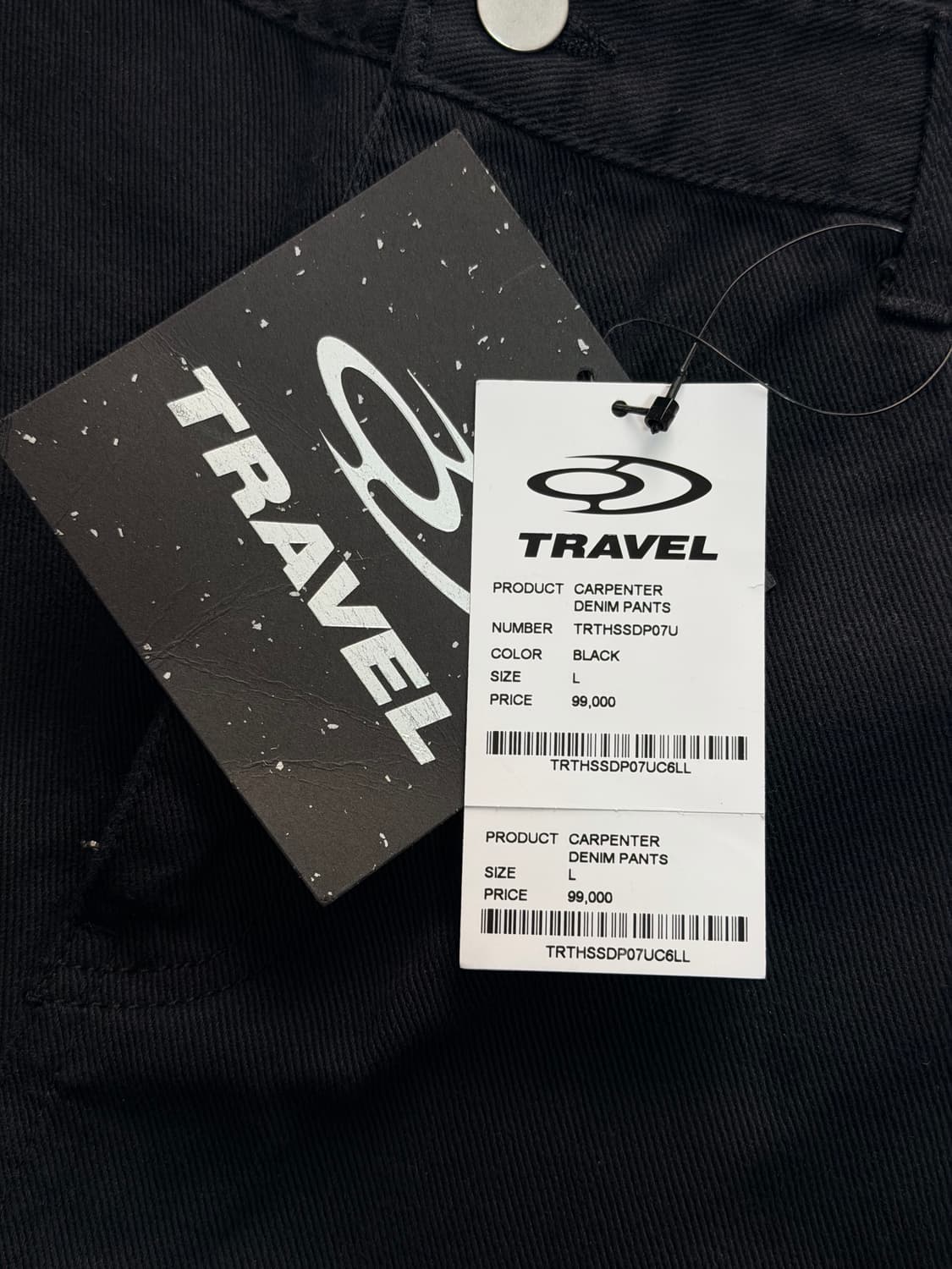 TRAVEL 트래블 카펜터 데님 팬츠 블랙 L 새상품 (34) 상품이미지3