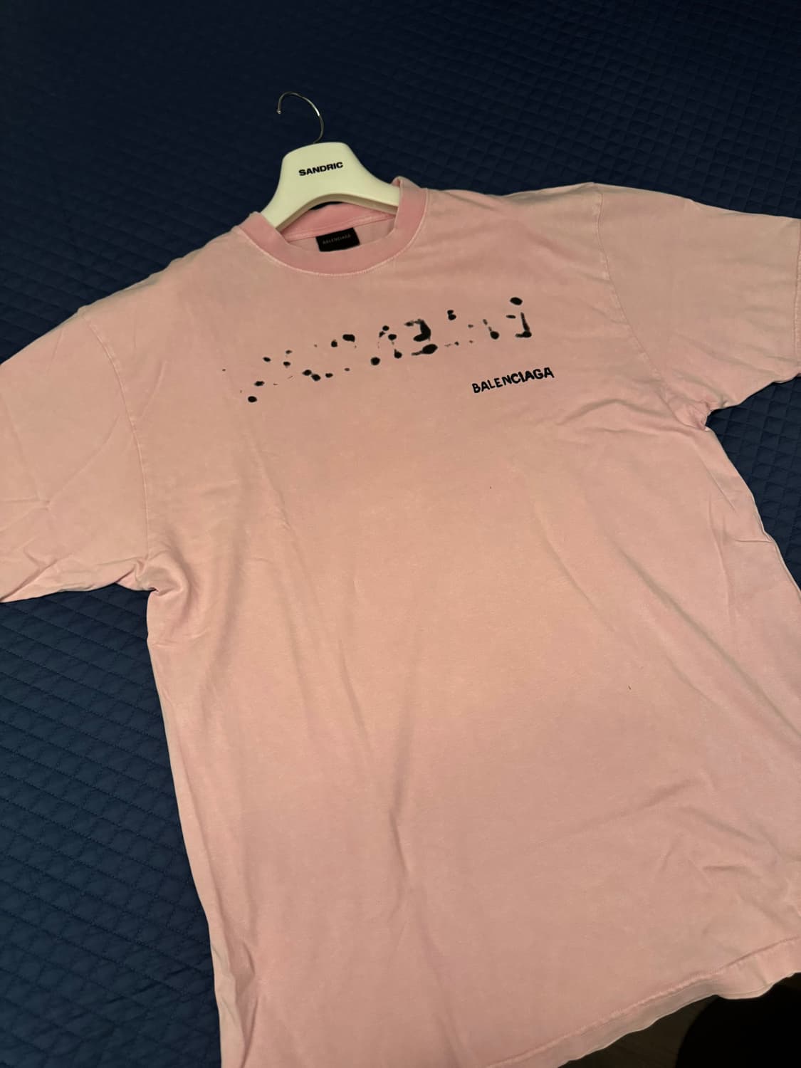 발렌시아가 핸드 드로우 로고 반팔 핑크 xs 상품이미지1