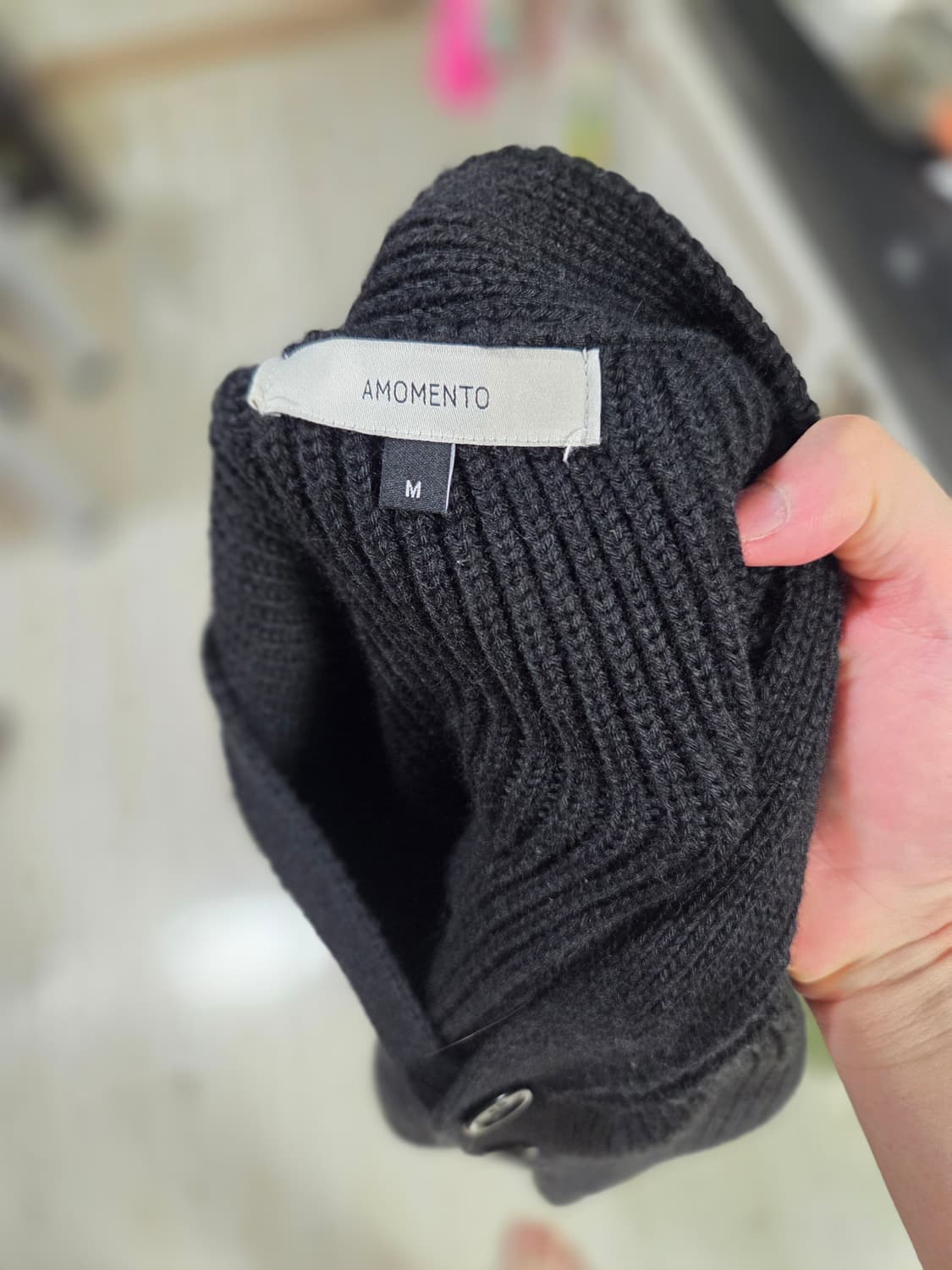 AMOMENTO 블랙 니트 가디건 XL 상품이미지3