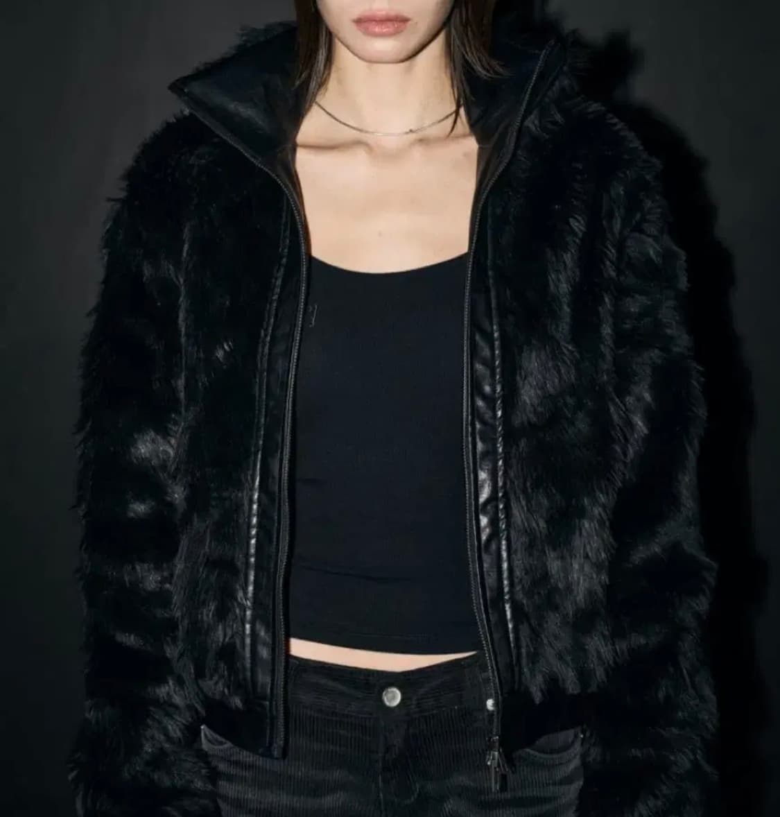 보헤미안서울 하이넥 투웨이 퍼자켓 블랙 상품이미지1