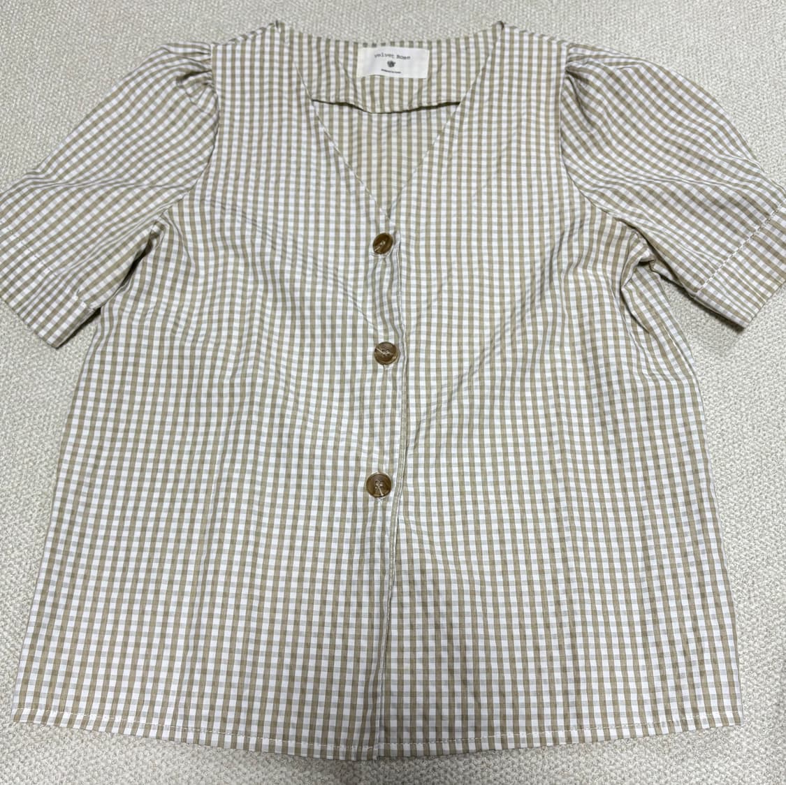 빈티지st 체크 반팔블라우스 상품이미지1