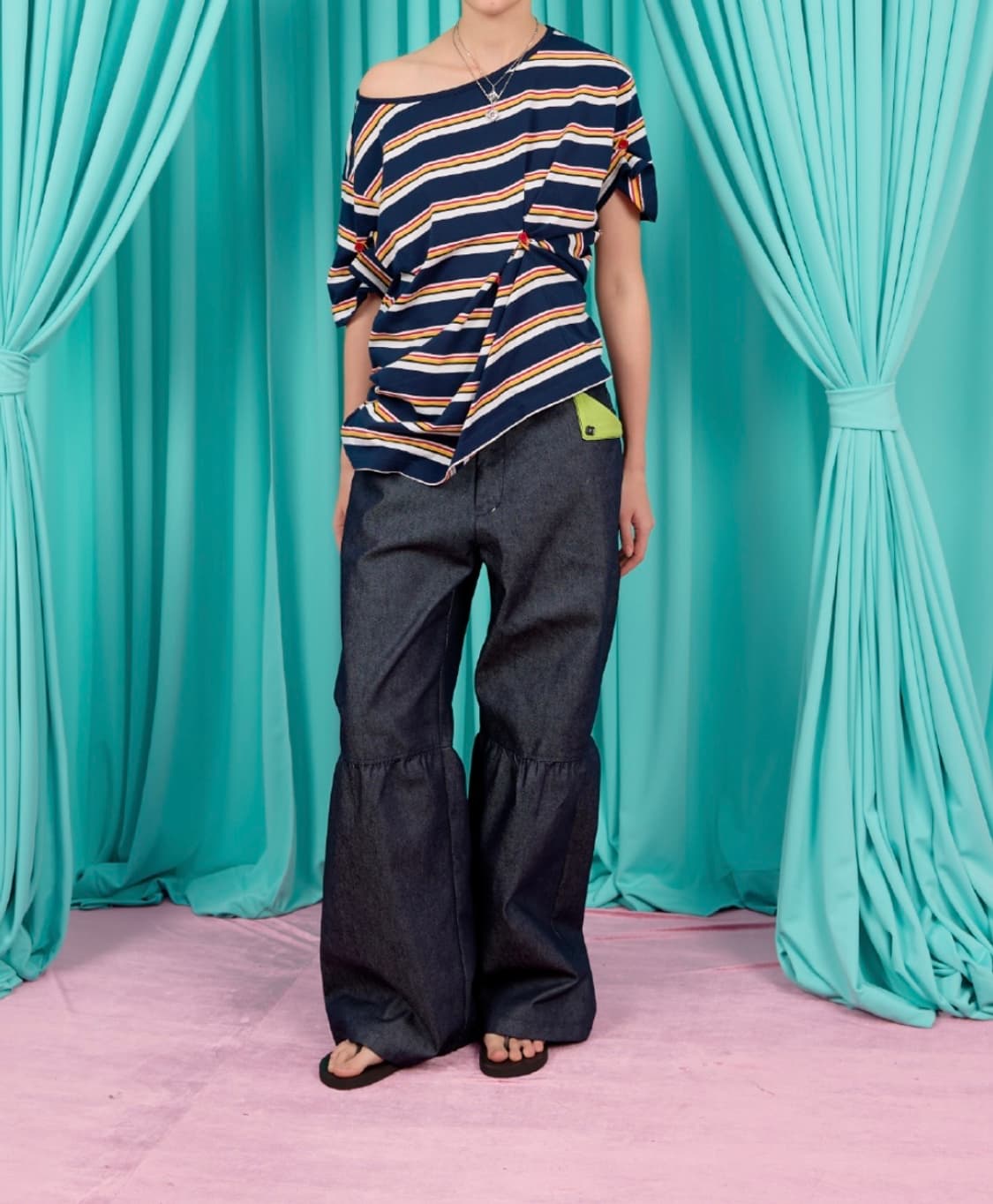 헤레틱 BUTTON T-SHIRT / stripe-navy 상품이미지4