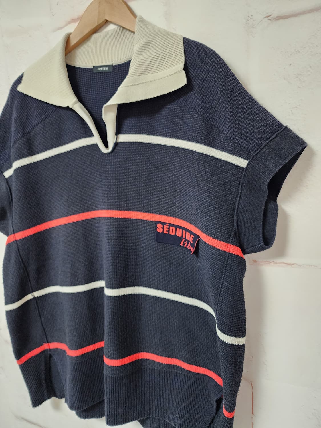 SYSTEM 스트라이프 패턴 반팔 니트 상품이미지2