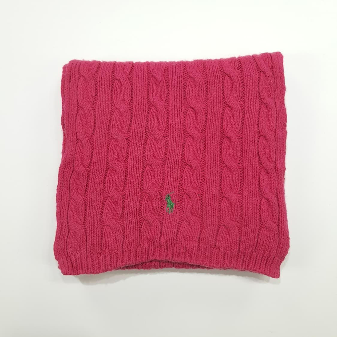 MX284 폴로 랄프로렌 핑크 코튼 울 케이블 니트 목도리 머플러 상품이미지7