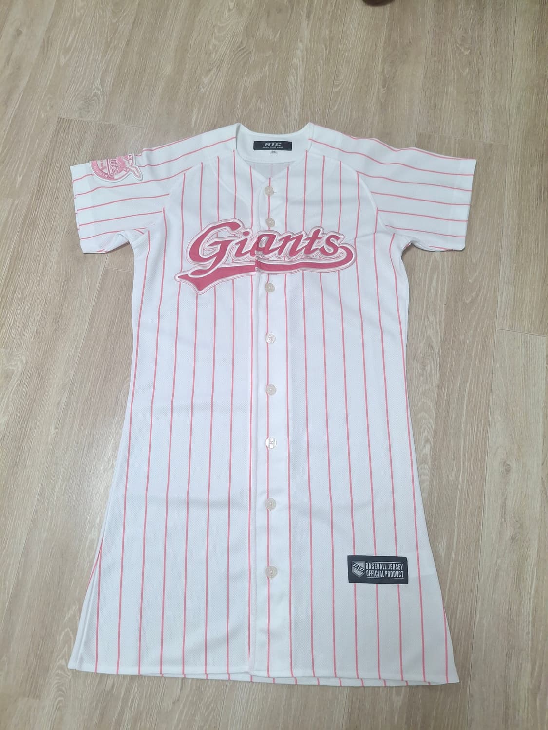 롯데자이언츠 원피스 핑크 스트라이프 85사이즈 유니폼 상품이미지1
