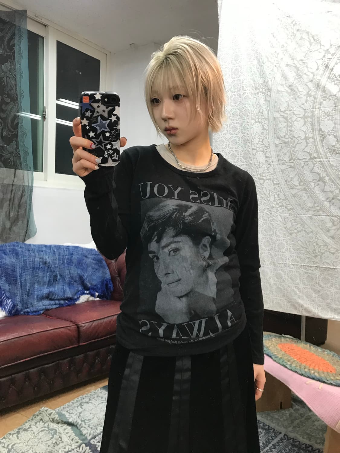 Miss you 여성 빈티지 프린팅 롱슬리브  상품이미지1