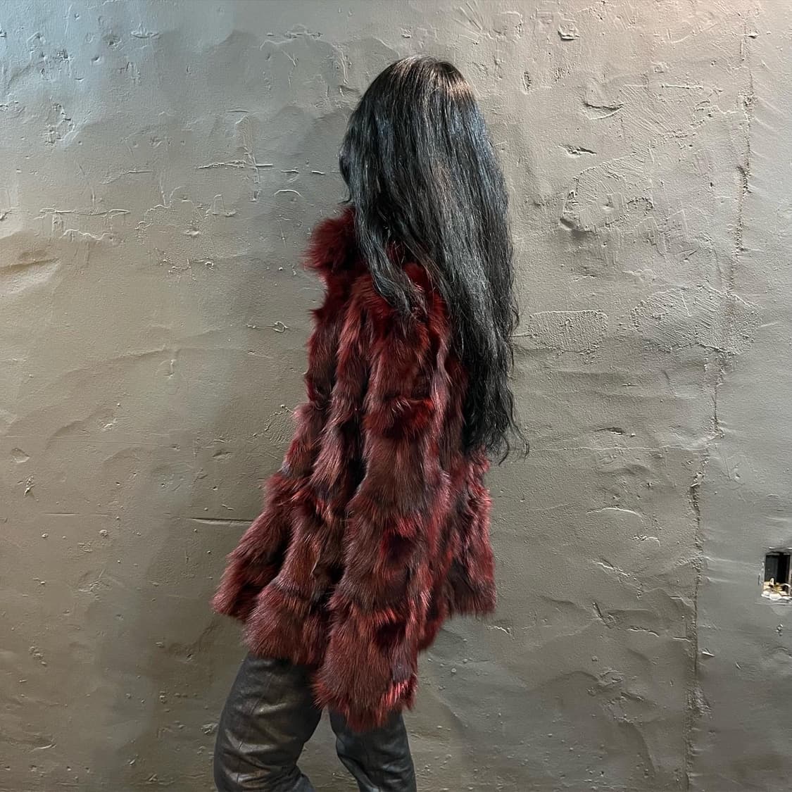 버건디레드 폭스 퍼 자켓 상품이미지5