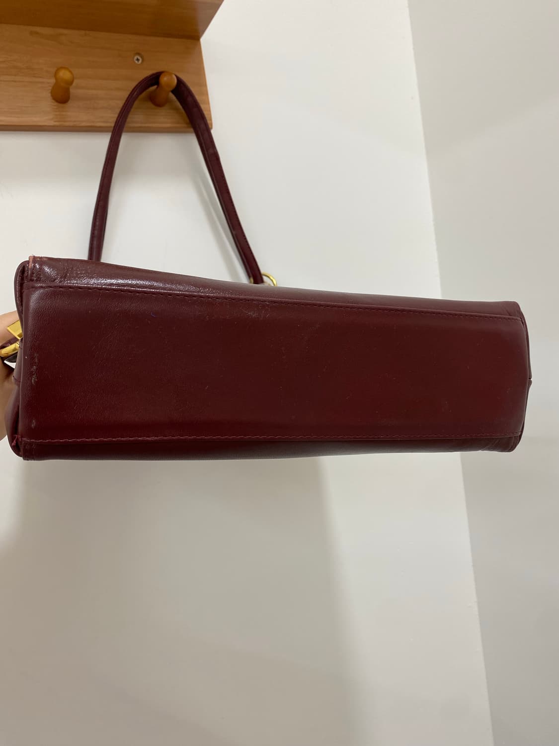 Takashimaya 레더 버건디 숄더백 상품이미지4