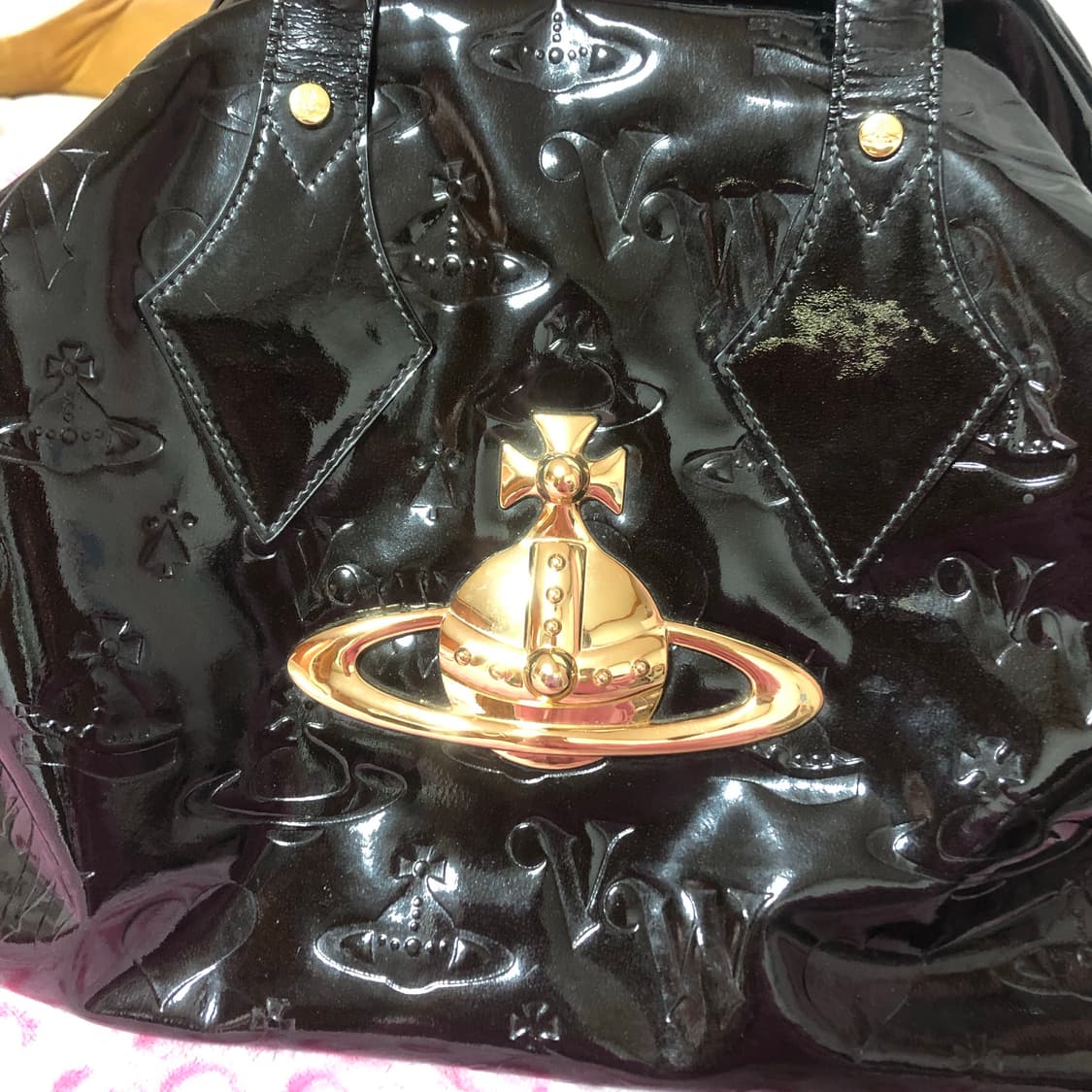 비비안웨스트우드 빈티지 애나벨 보부상 빅 로고 골드 토트백 가방 상품이미지3