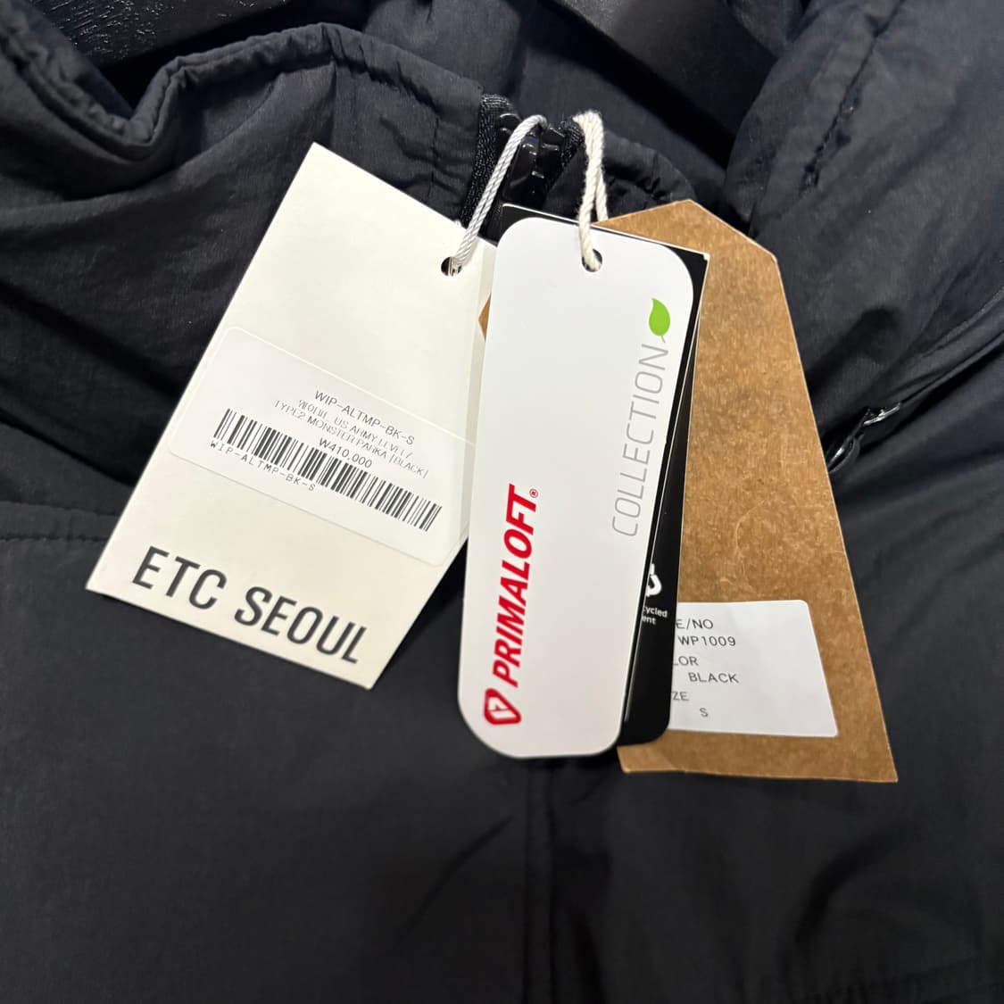 Waiper 몬스터파카 블랙S 프리마로프트 상품이미지4