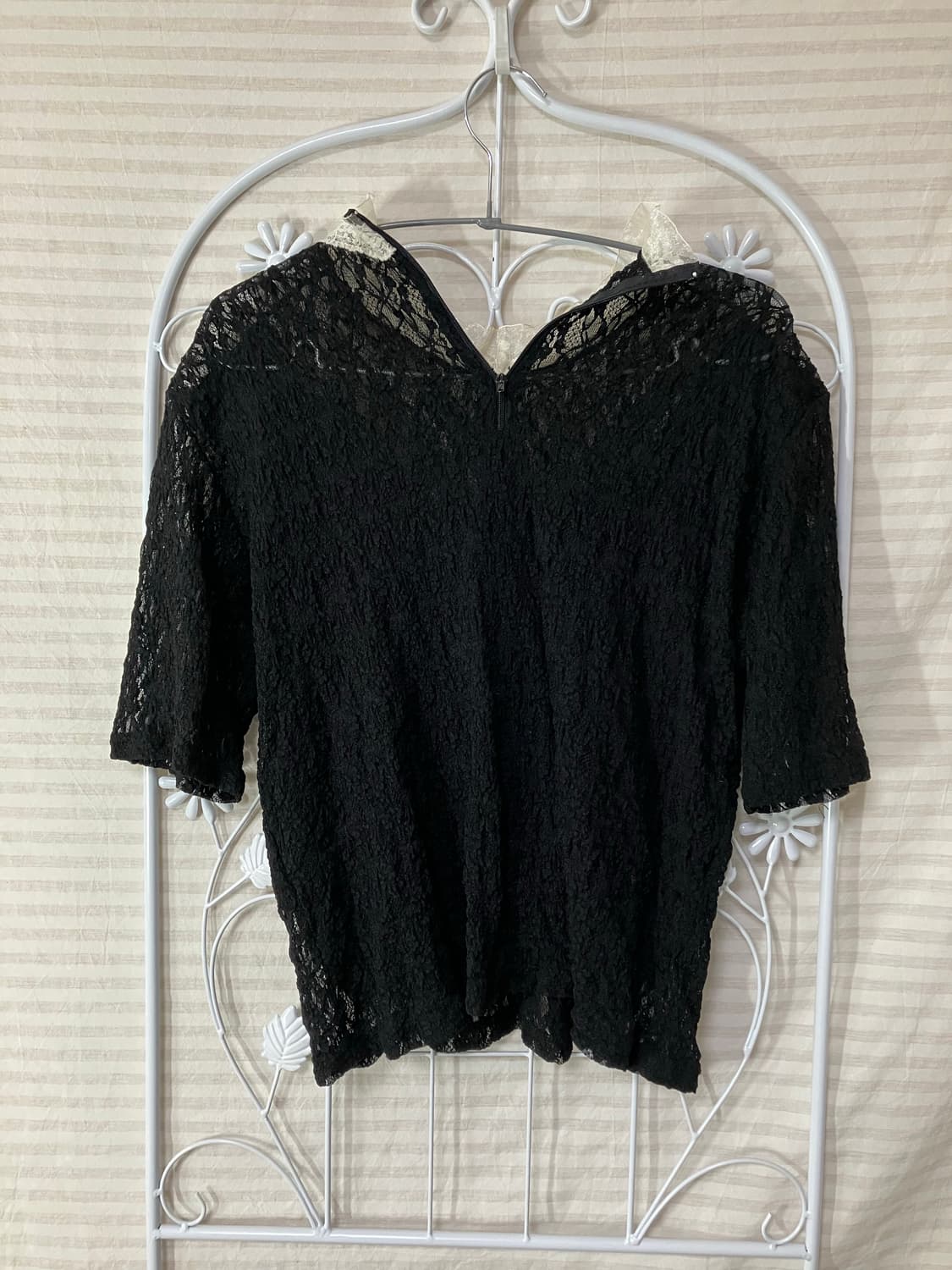 블랙 레이스 진주 블라우스608 상품이미지2