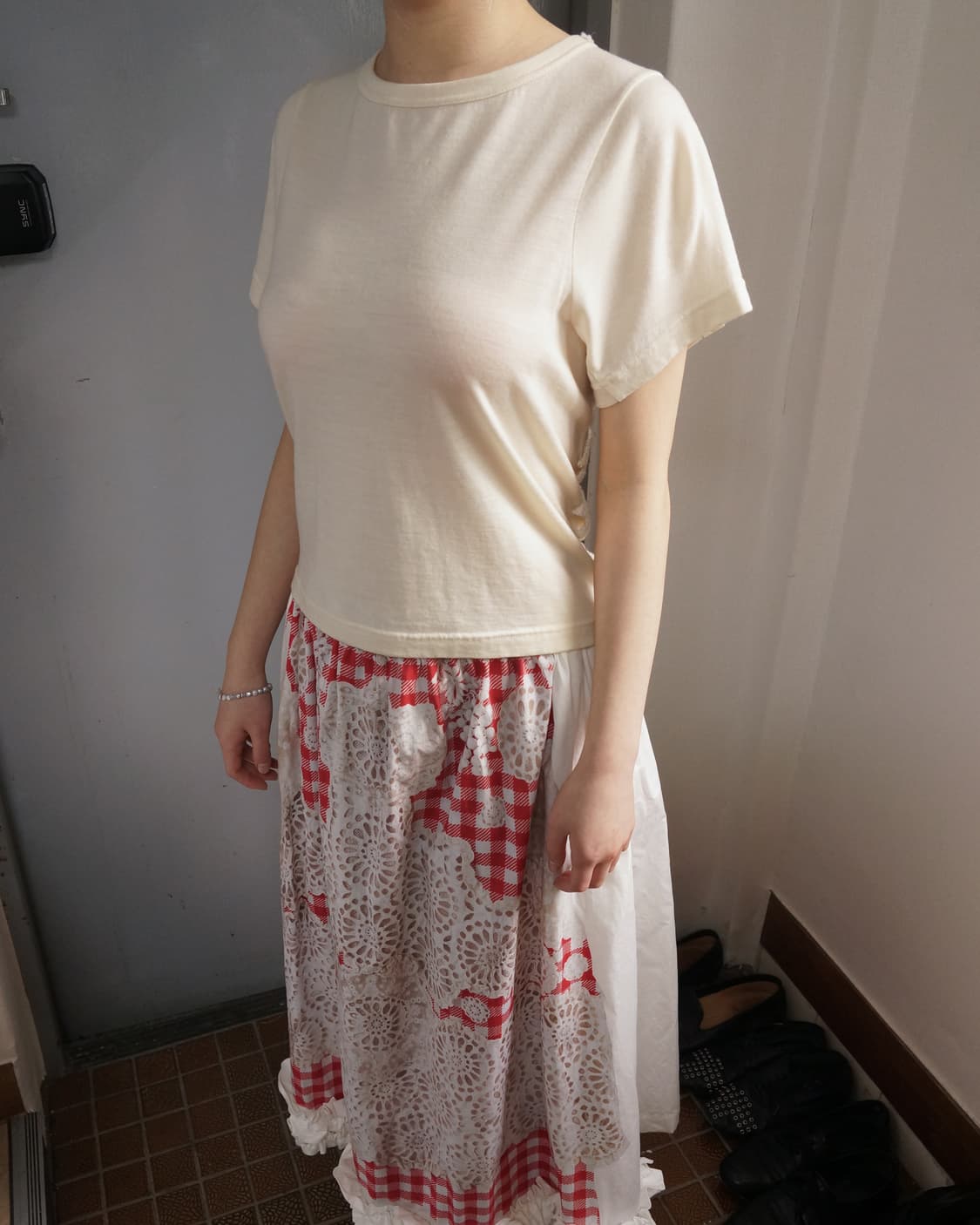 꼼데가르송 플로랄 백 패턴 니트 티셔츠 상품이미지2