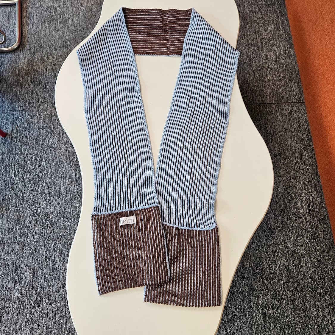 Heim헤임 투톤 니트 머플러 블루 상품이미지5