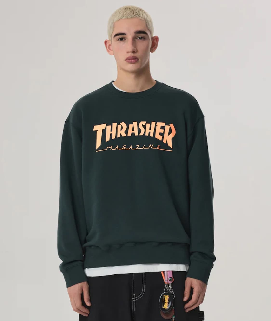 Thrasher 로고 맨투맨 그린 상품이미지1