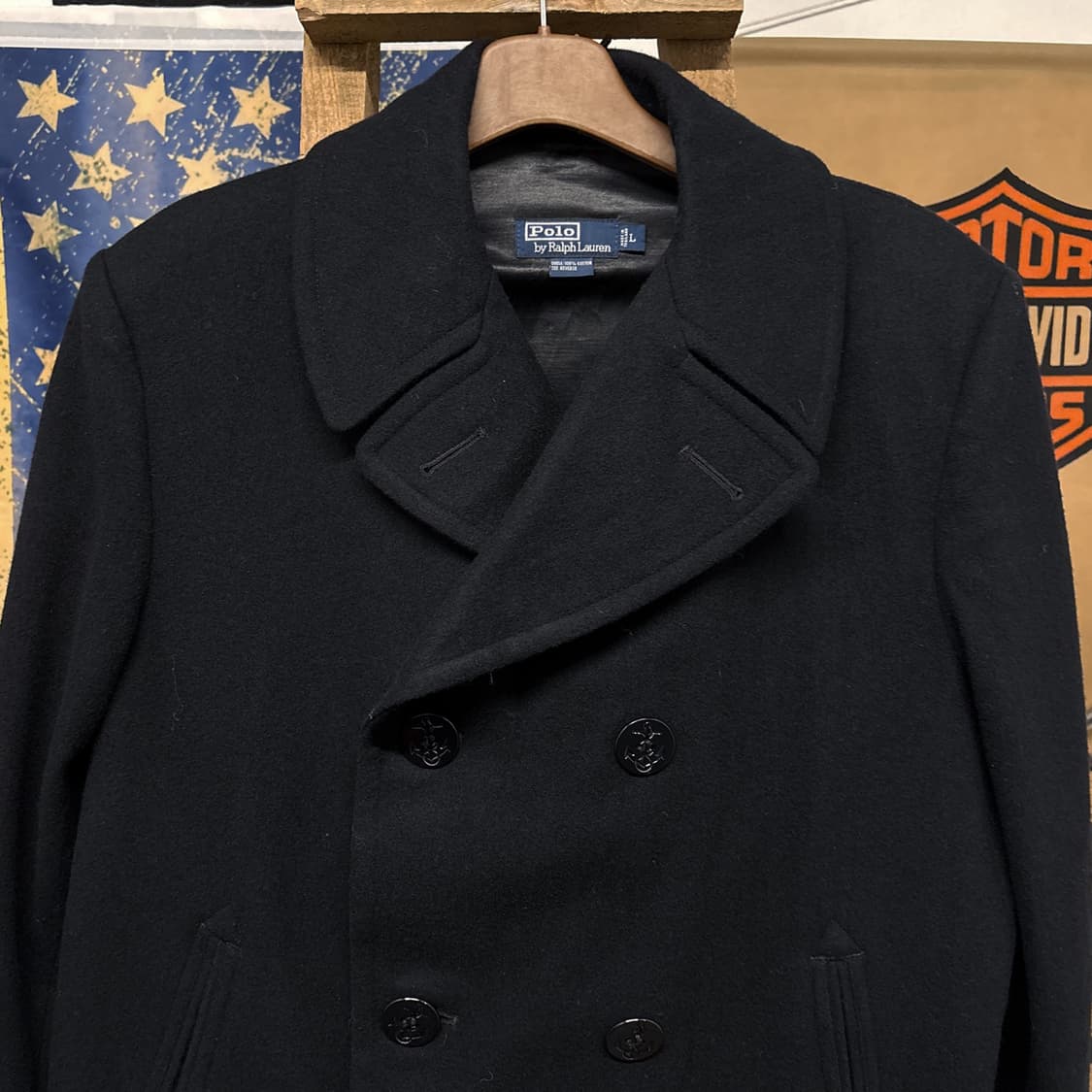 90s 폴로 랄프로렌 U.S NAVY 미 해군 퓨어 울 피코트 N371 상품이미지3