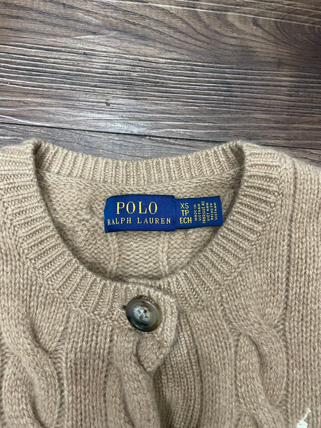 폴로 울 캐시미어 케이블 가디건 베이지 상품이미지5