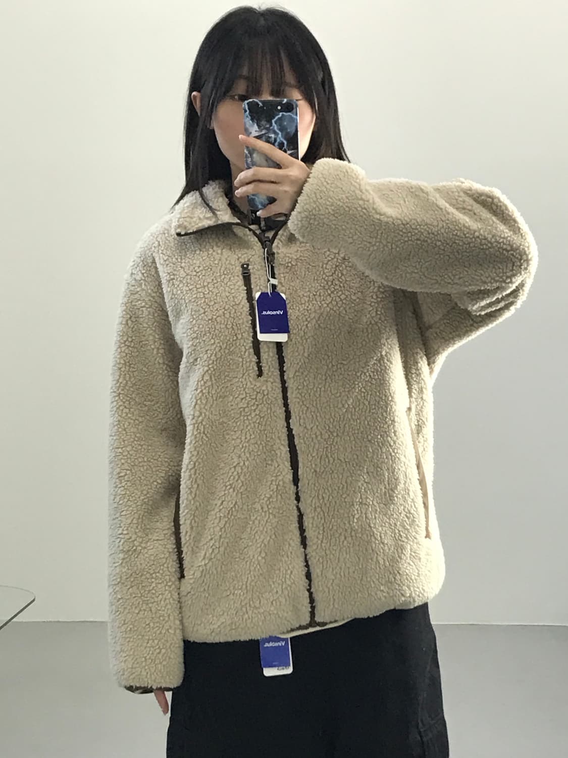 일본 유니클로 베이지 후리스 자켓 상품이미지1