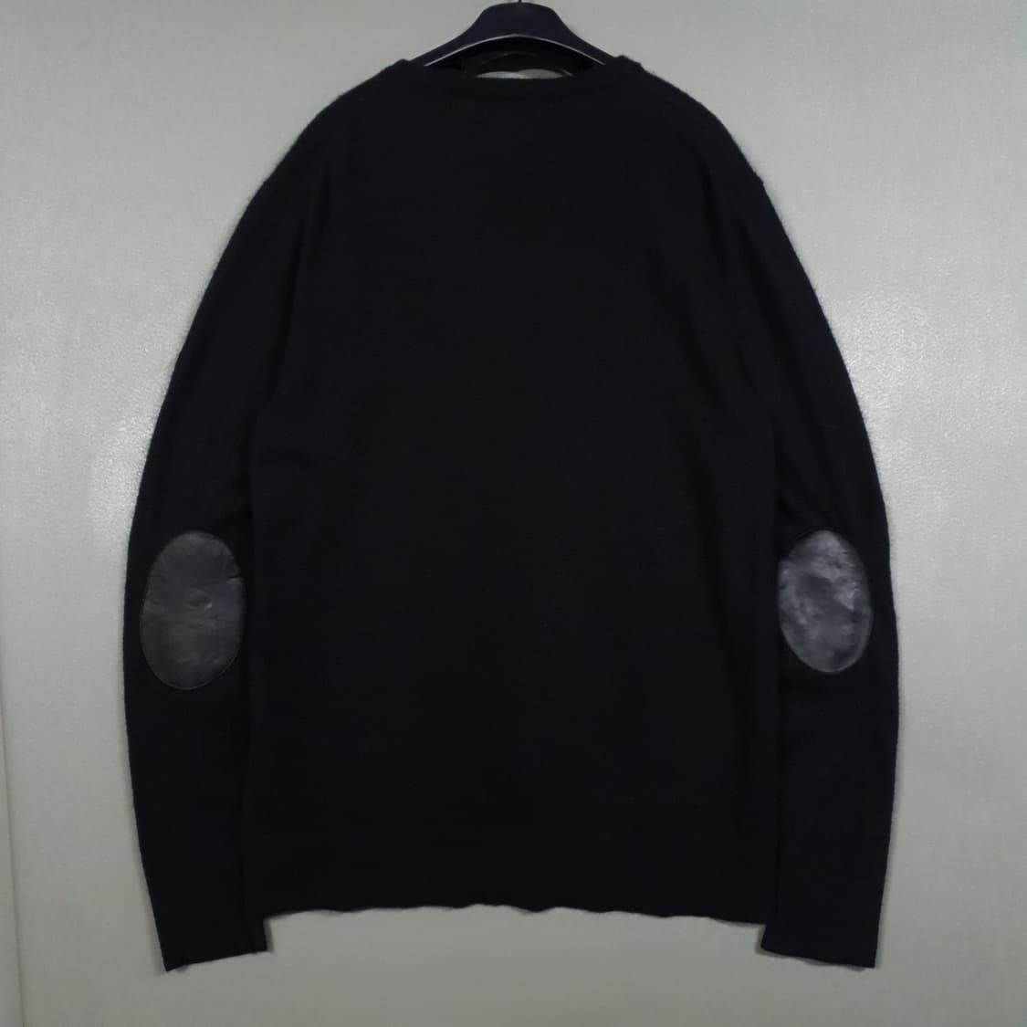 L (100) 빈폴 블랙 울 모 캐시미어 레더 패치 니트 스웨터 상품이미지7