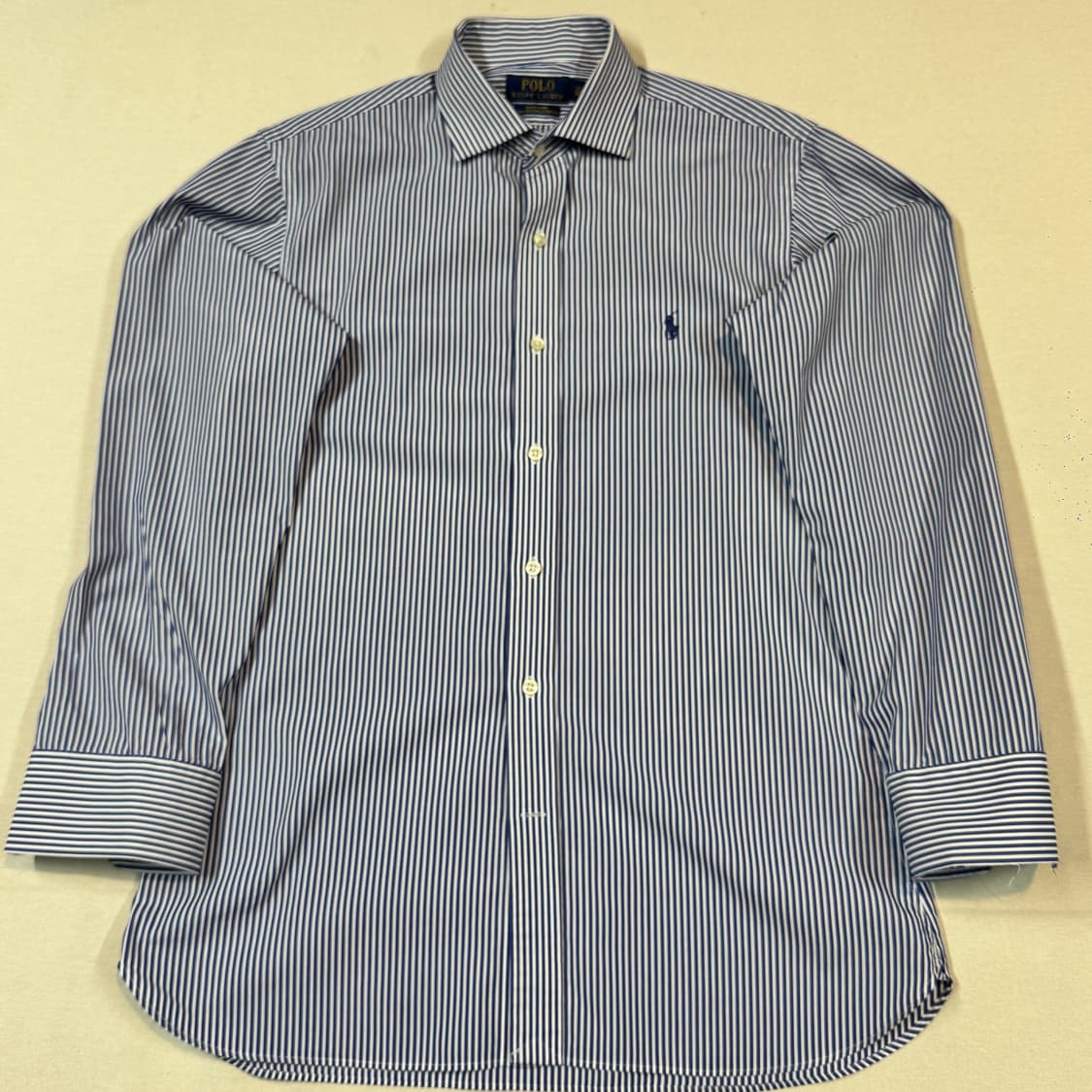 M) 폴로 랄프로렌 이지케어 블루 스트라이프 포플린 셔츠 상품이미지2