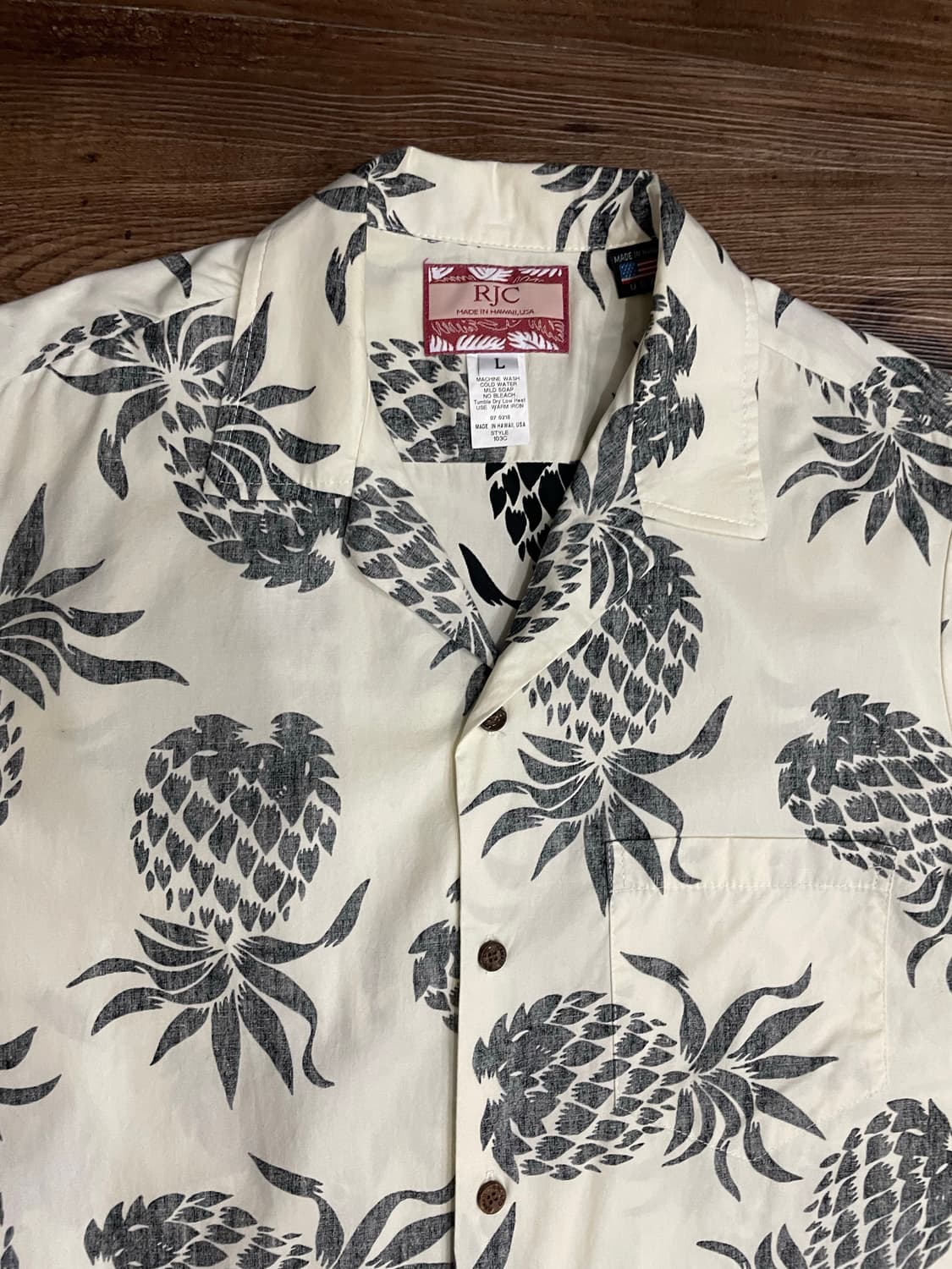 RJC Made In Hawaii 파인애플 패턴 하와이안 셔츠 상품이미지2