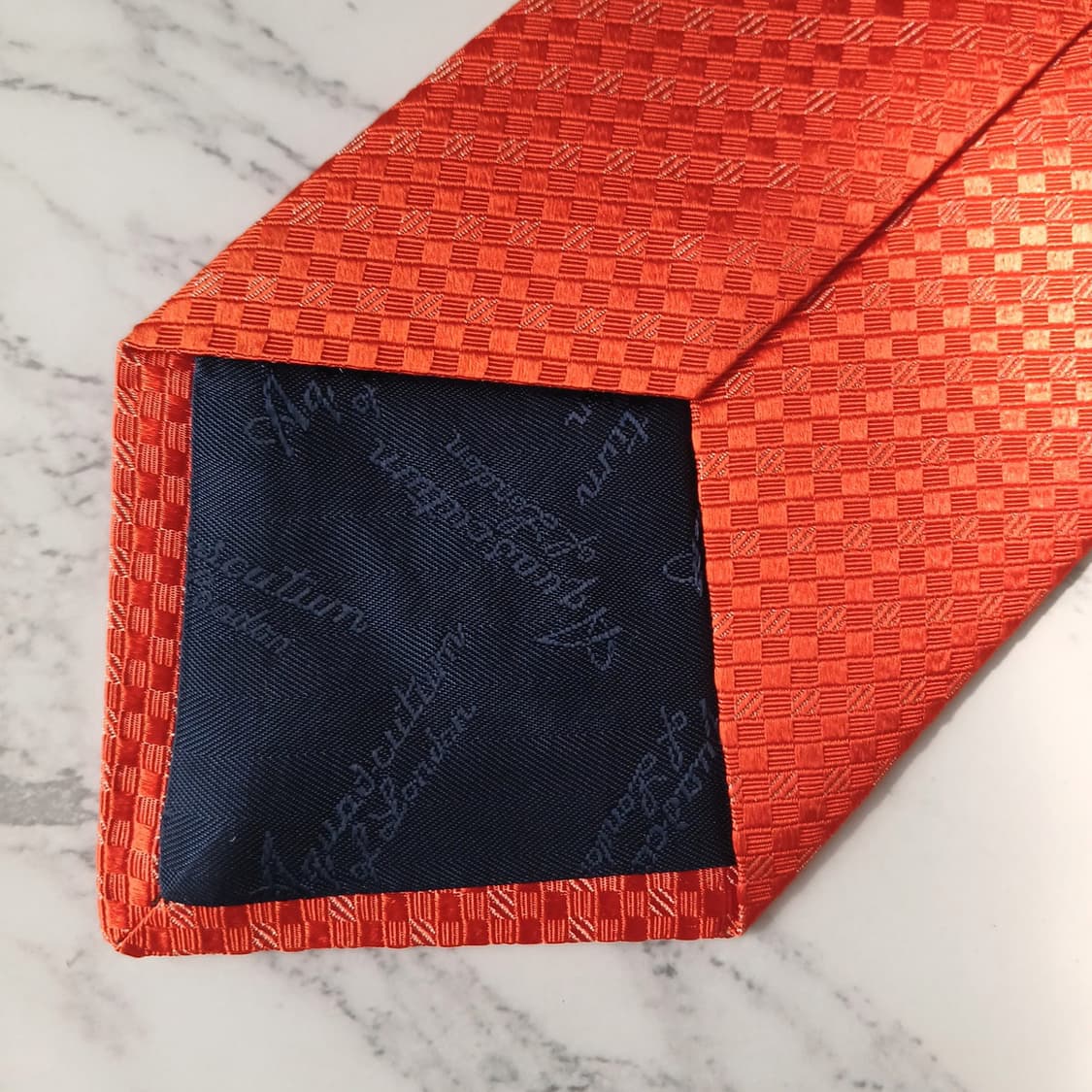 아쿠아스큐텀 실크 오렌지 자카드 패턴 넥타이 9.5cm A+등급 E865 상품이미지8