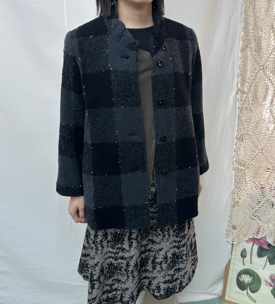 ladies fashion check coat 상품이미지2