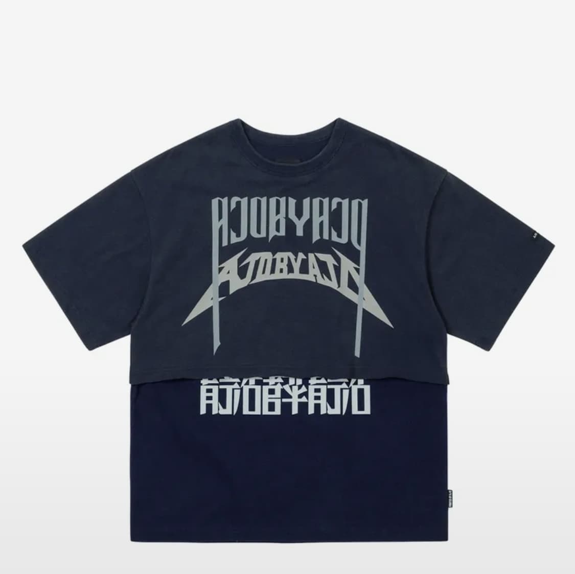 아조바이아조 레이어드 티셔츠 반팔 블랙, 네이비 상품이미지2