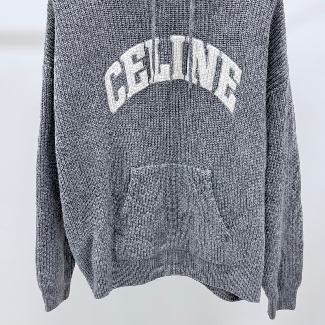[S급/L] 셀린느 울 리브드 니트 후드티 그레이 상품이미지3