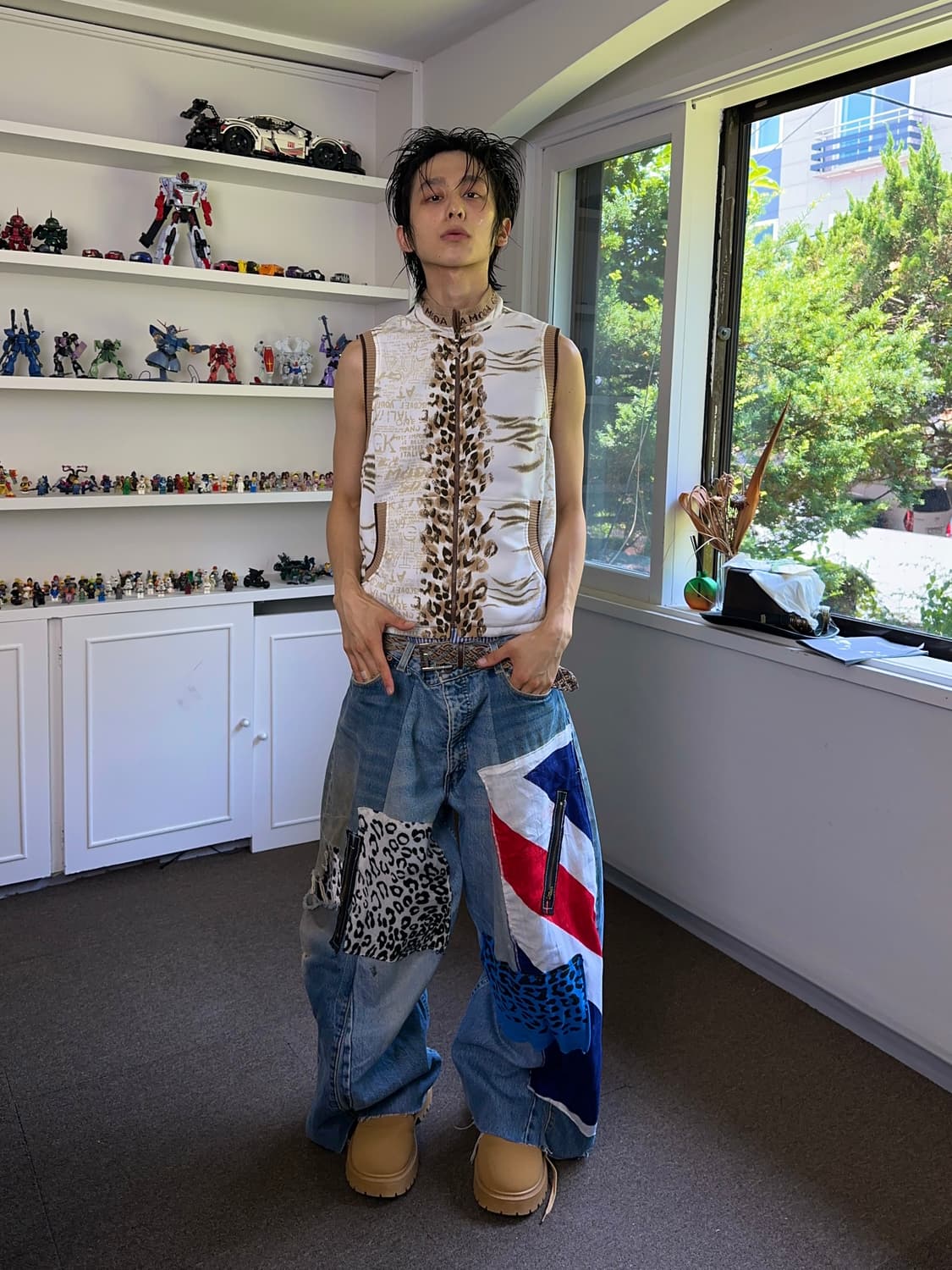 LA MODA GOJI 레오파드 집업 베스트 상품이미지3
