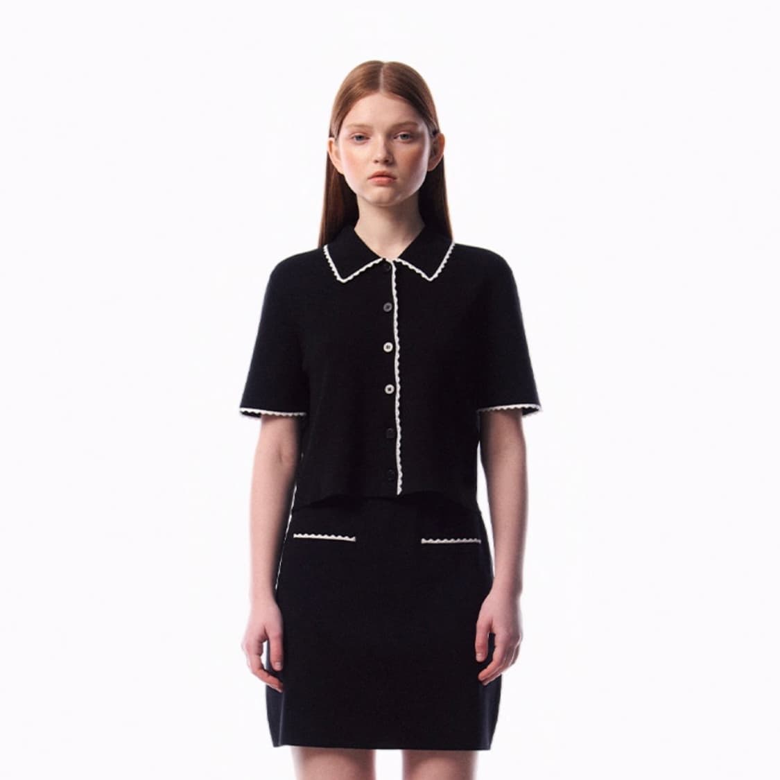 바시카 프릴 패턴 하프슬리브 가디건 상품이미지3