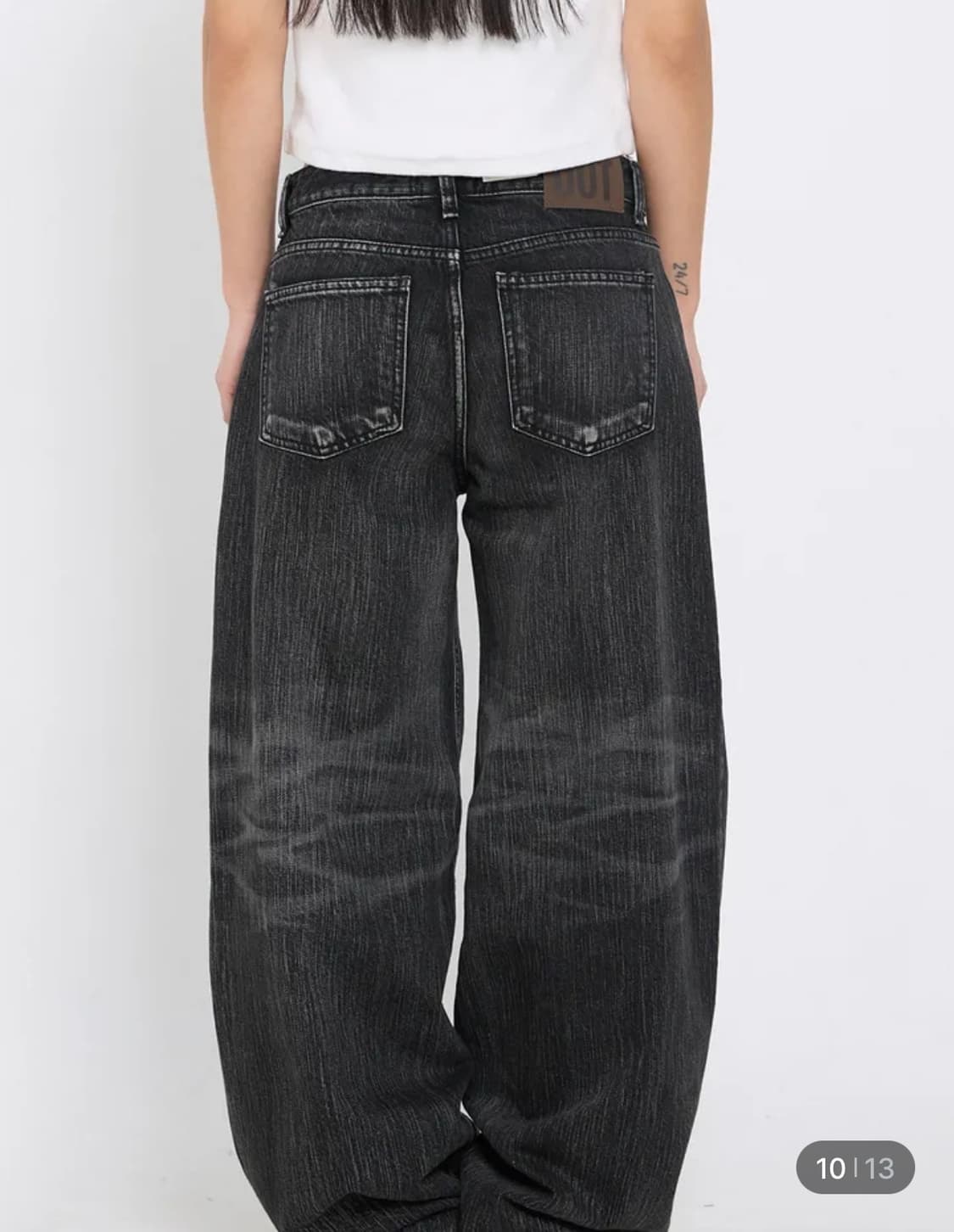 워싱 로우 와이드 데님 L 상품이미지2