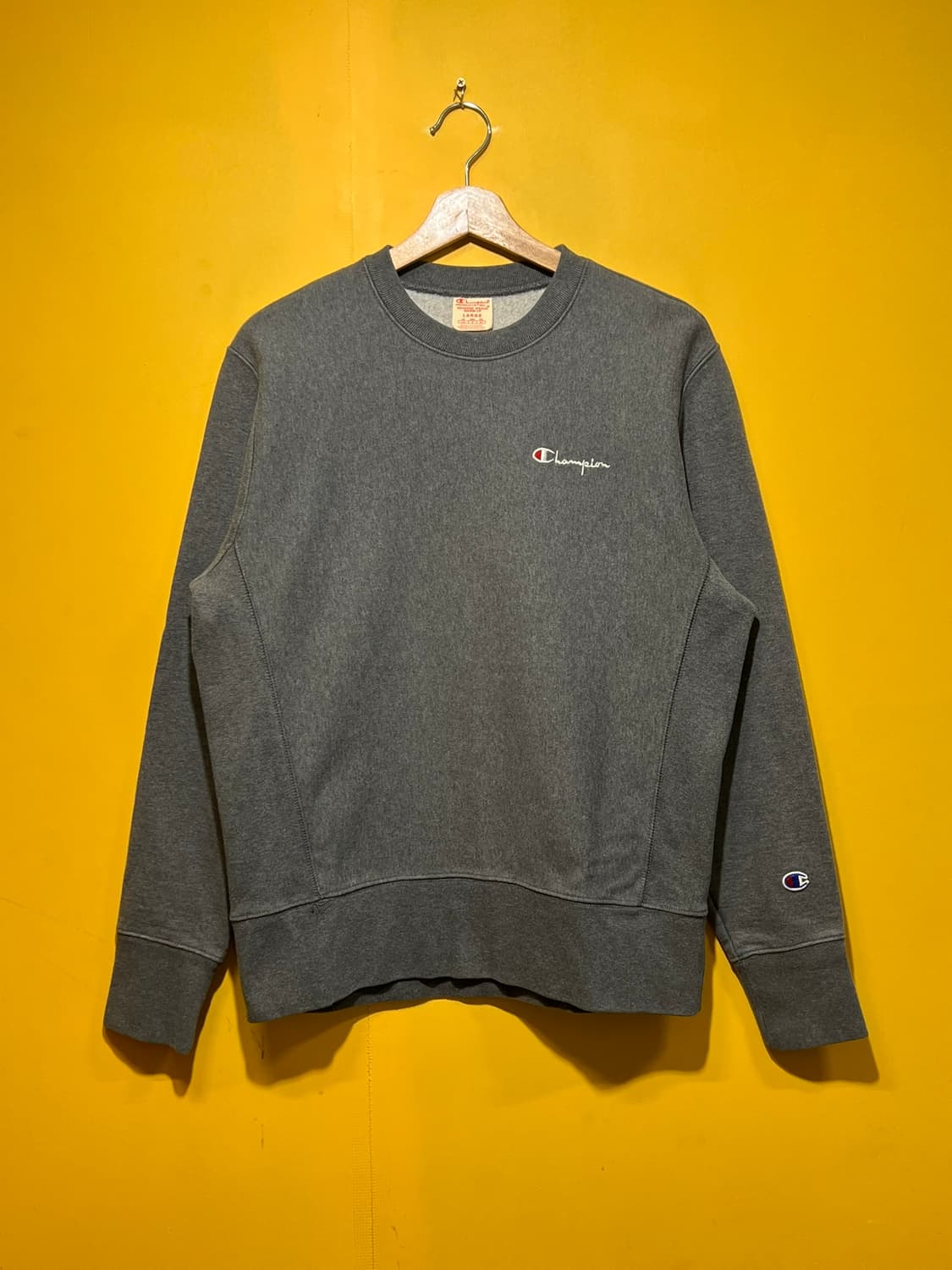 [여성L] 챔피온 리버스위브 크루넥 스웻셔츠 그레이 미니로고 맨투맨 상품이미지1