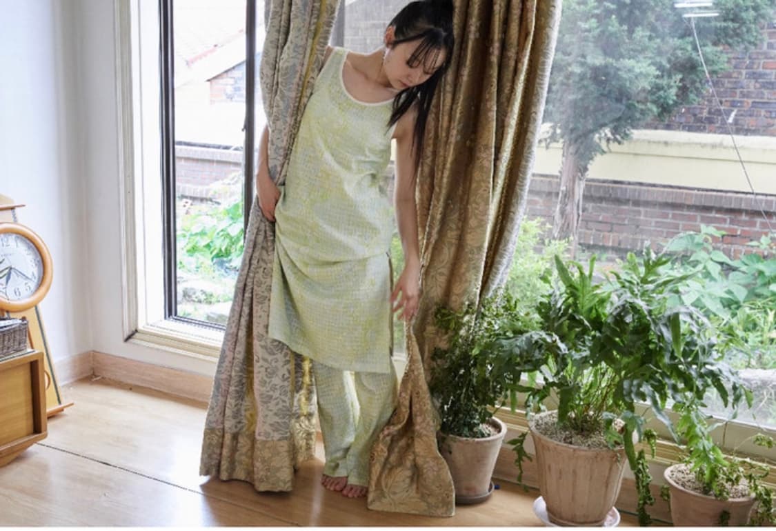 리즘 월 프린트 레이어드 원피스 그린 / rysm 레이어링 그리너리 상품이미지3