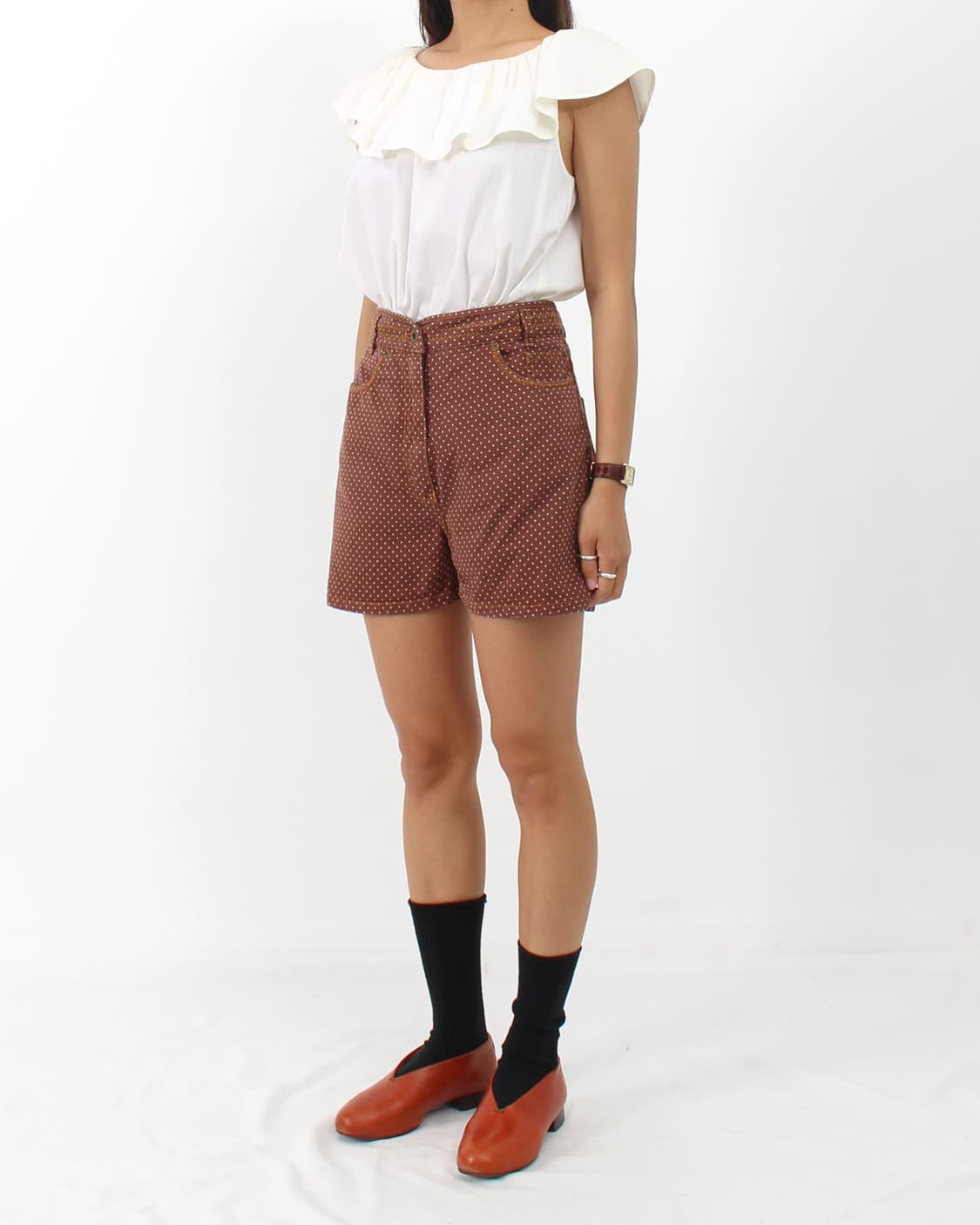 프라다 prada 빈티지 러플 나시 슬리브리스 화이트 블라우스 상품이미지9