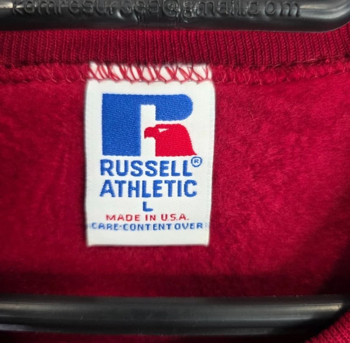 🇺🇸90년대 러셀 애슬래틱 딥레드 데드스탁 L 상품이미지3