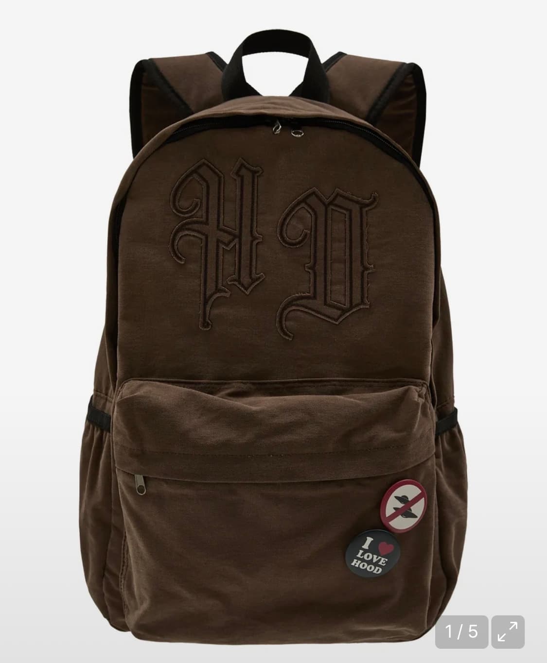 후드후드 HD 로고 아플리케 백팩 브라운 상품이미지1