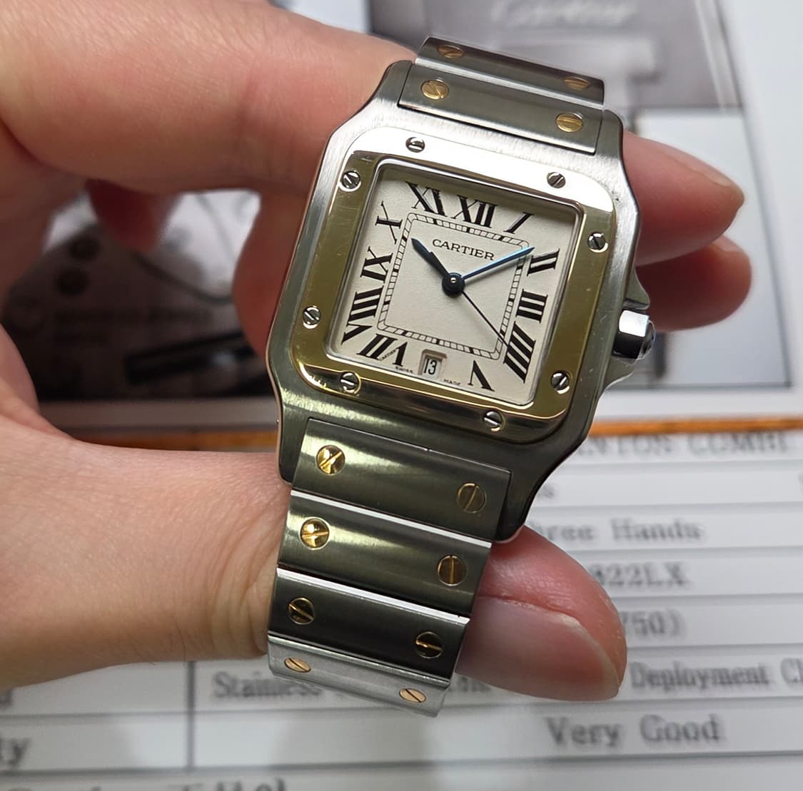 까르띠에 산토스 갈베 후기형 Ref.1566 18K콤비 쿼츠 남성용 (감 상품이미지3