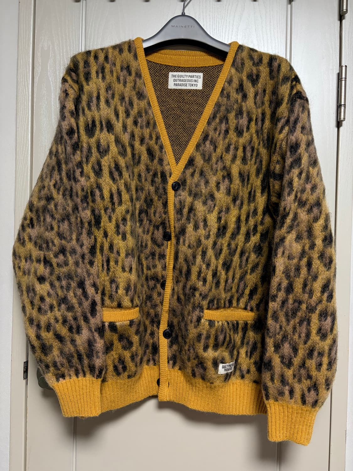 와코마리아 레오파드 모헤어가디건 옐로우 M 상품이미지1