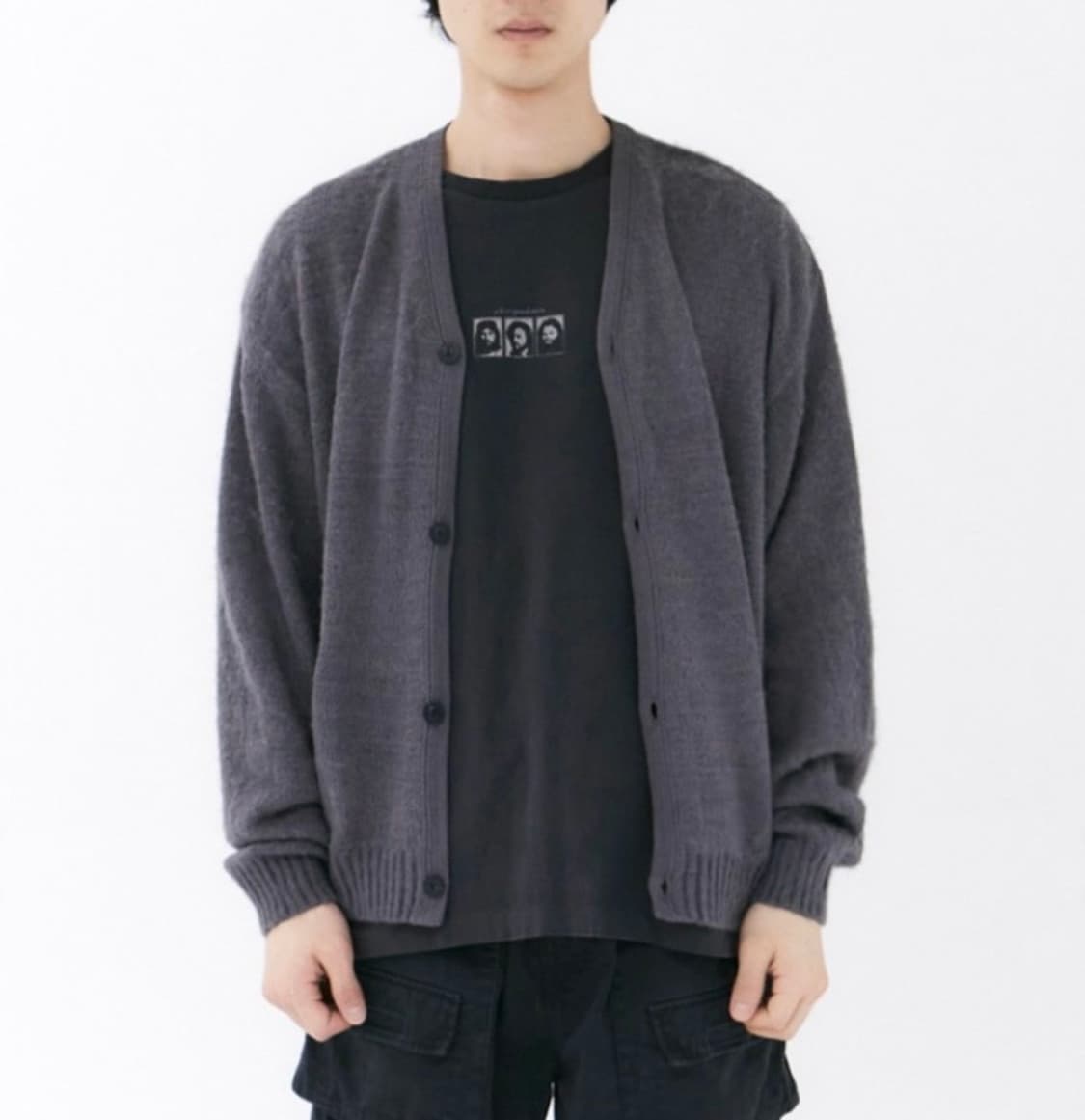 폴리테루 라이트 모헤어 가디건 퍼플그레이 2사이즈 상품이미지1