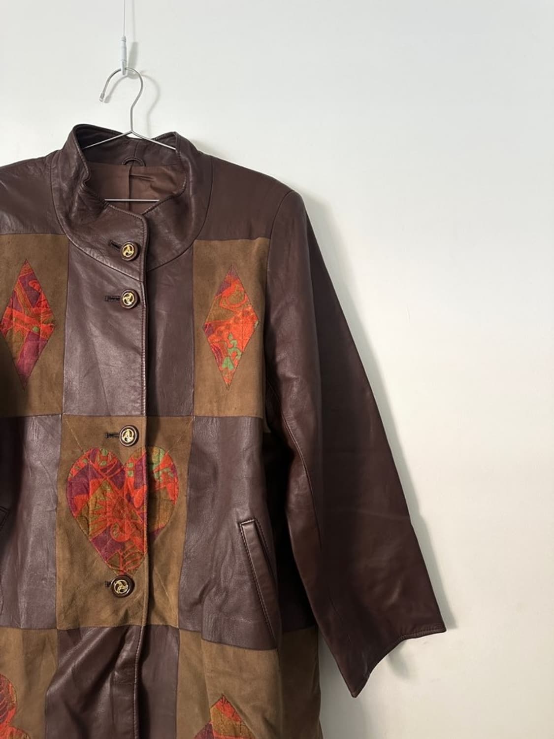 Suits symbol patch leather jacket / brow 상품이미지2