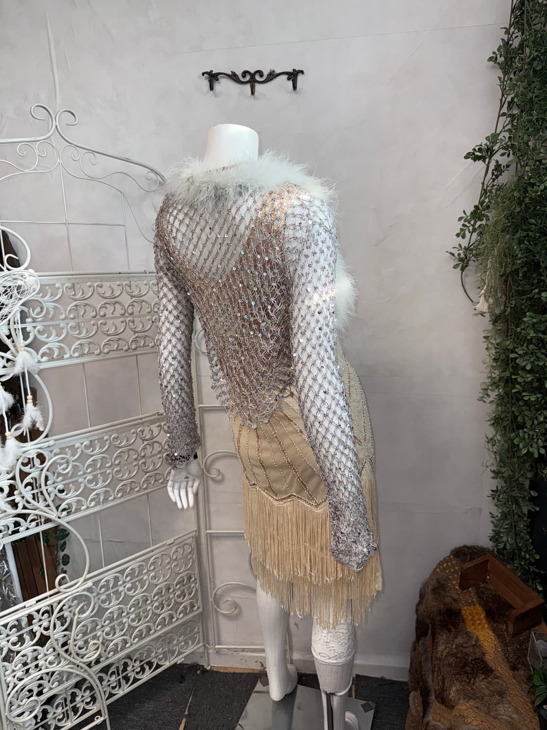 Gray fur trimming spangled net bolero cd 상품이미지6